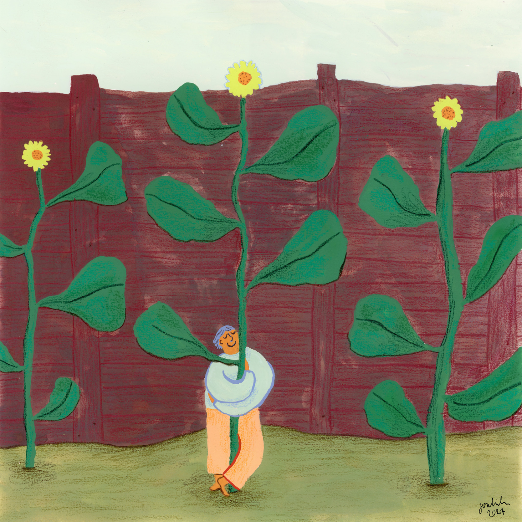 Sunflower Hug - Vykort 18x18 cm - 60 kr