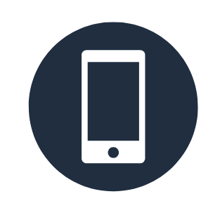 Icon of a smartphone inside a dark circle