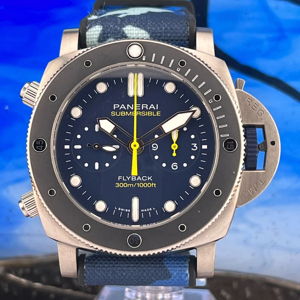 Panerai PAM01291 Mike Horn 47mm Titanium Submersible Chrono Blue
