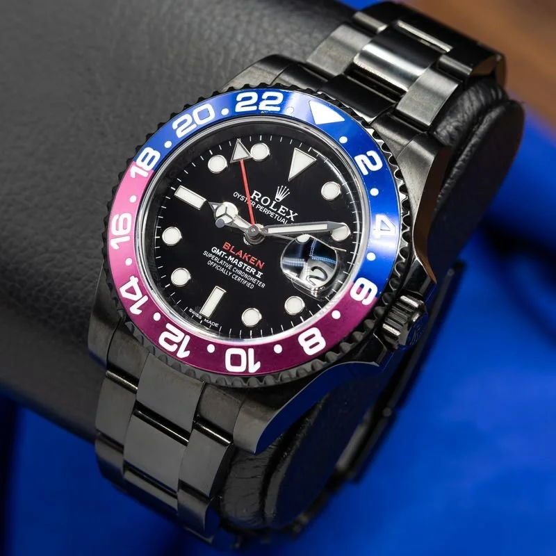 BLAKEN ROLEX GMT Master II 40mm 116710 DLC Coated Blue/Magenta 