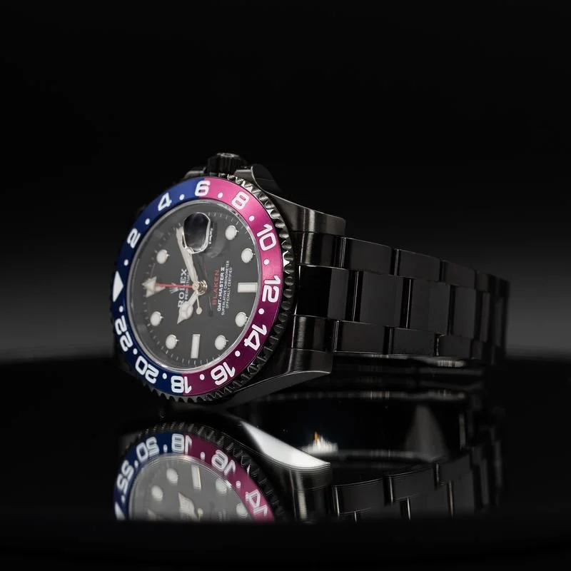 BLAKEN ROLEX GMT Master II 40mm 116710 DLC Coated Blue/Magenta