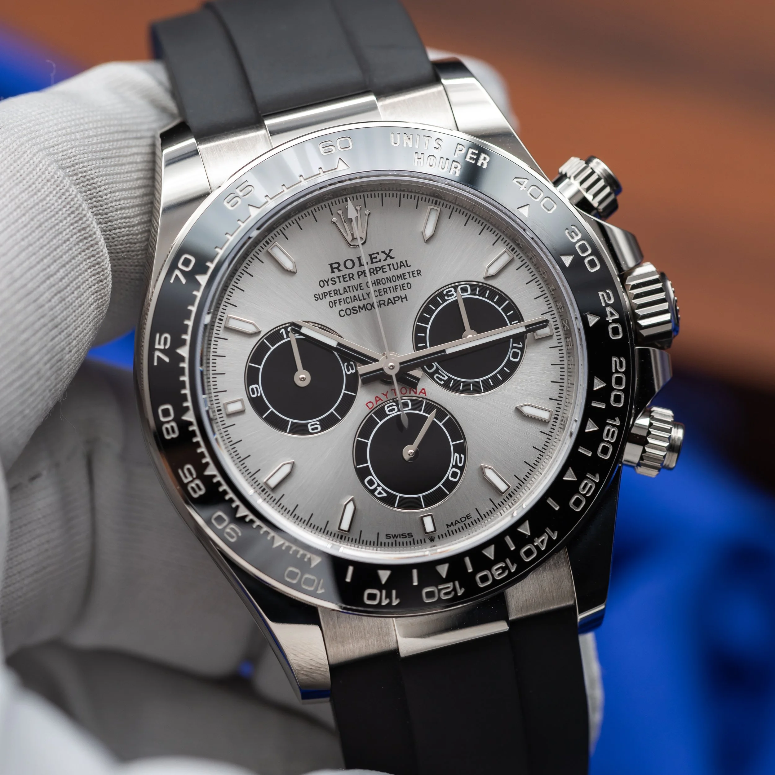 ROLEX Cosmograph Daytona “Ghost” Silver Dial White Gold Oysterflex 126519LN