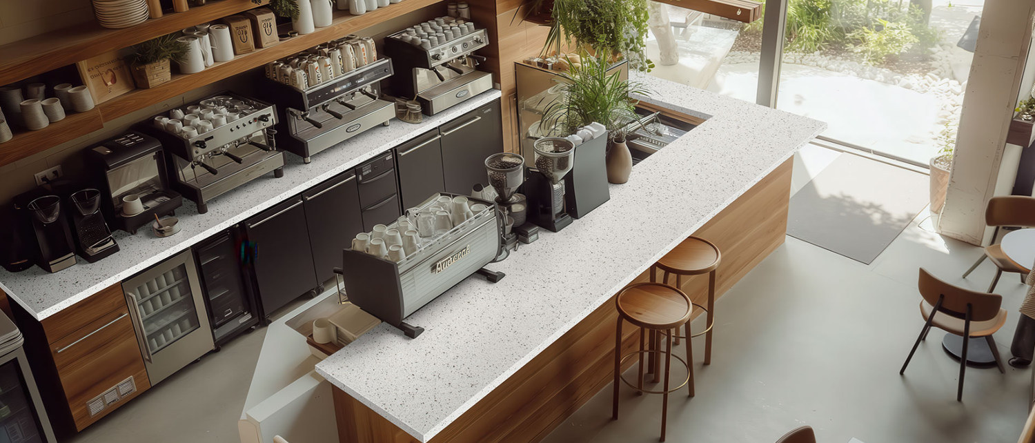 Iced White installed countertop reference