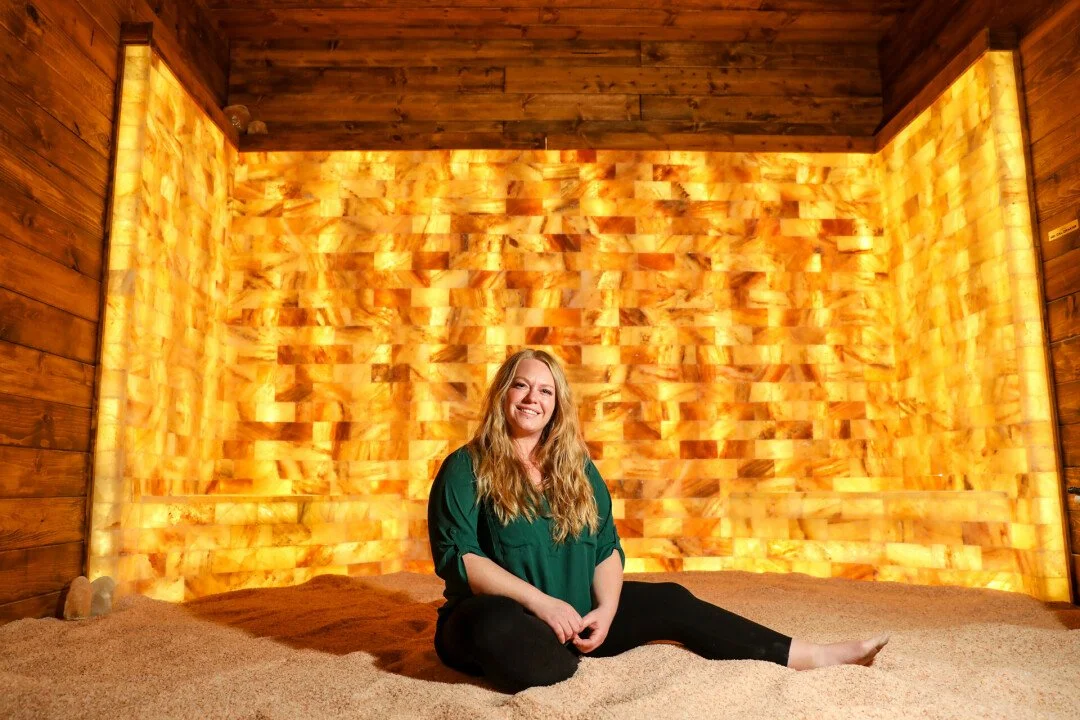 Sarah sitting in salt cave