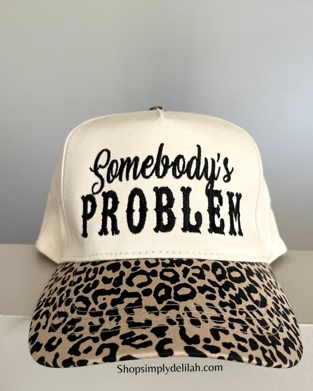 $27 Somebody's Problem Leopard Brim Hat