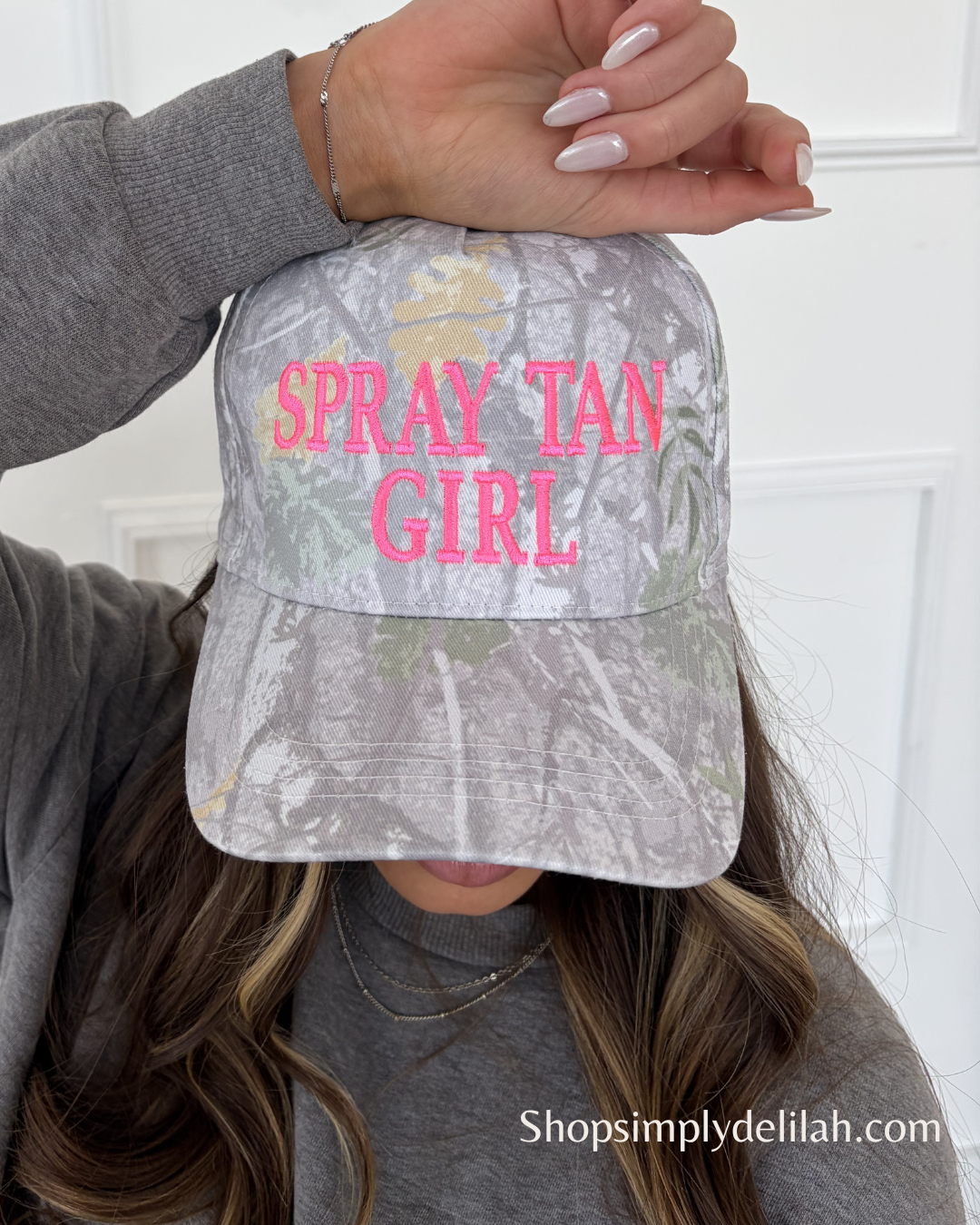 $31 "SPRAY TAN GIRL" Camo Embroidered Cap