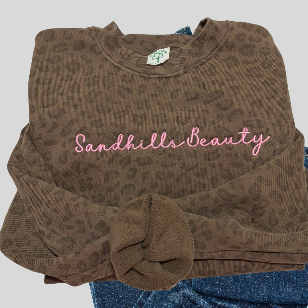 $52 - custom leopard crewneck