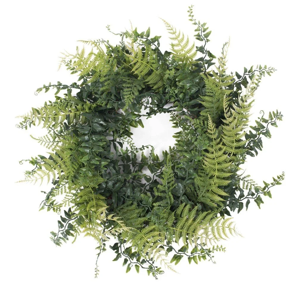 Artificial Buckler Fern &amp; Grass Wreath