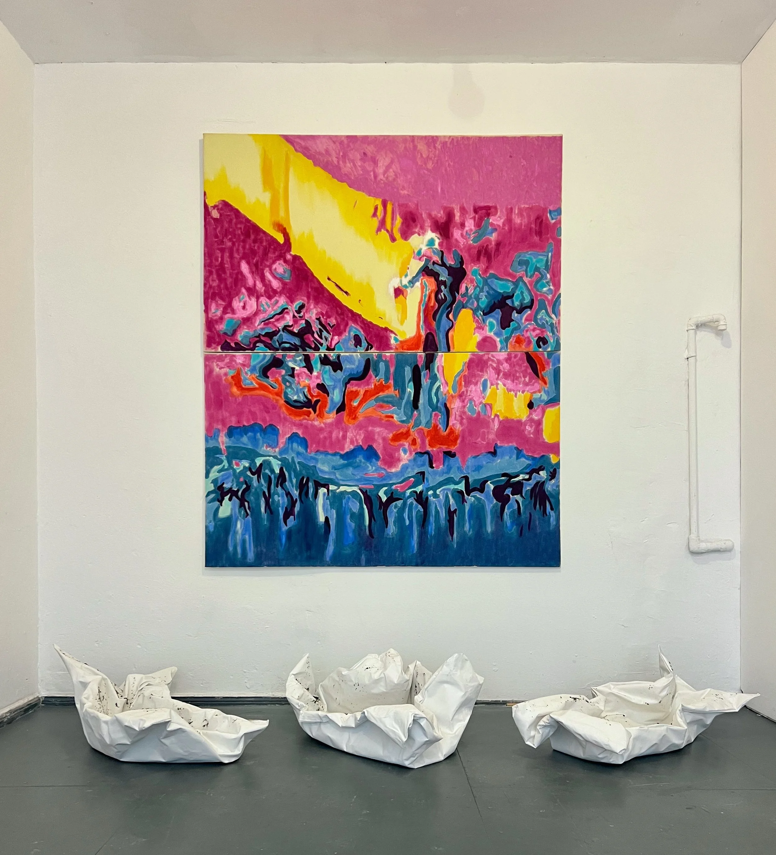 “The wall behind the pond“ 2, pond; installation view homines at garto 2025.