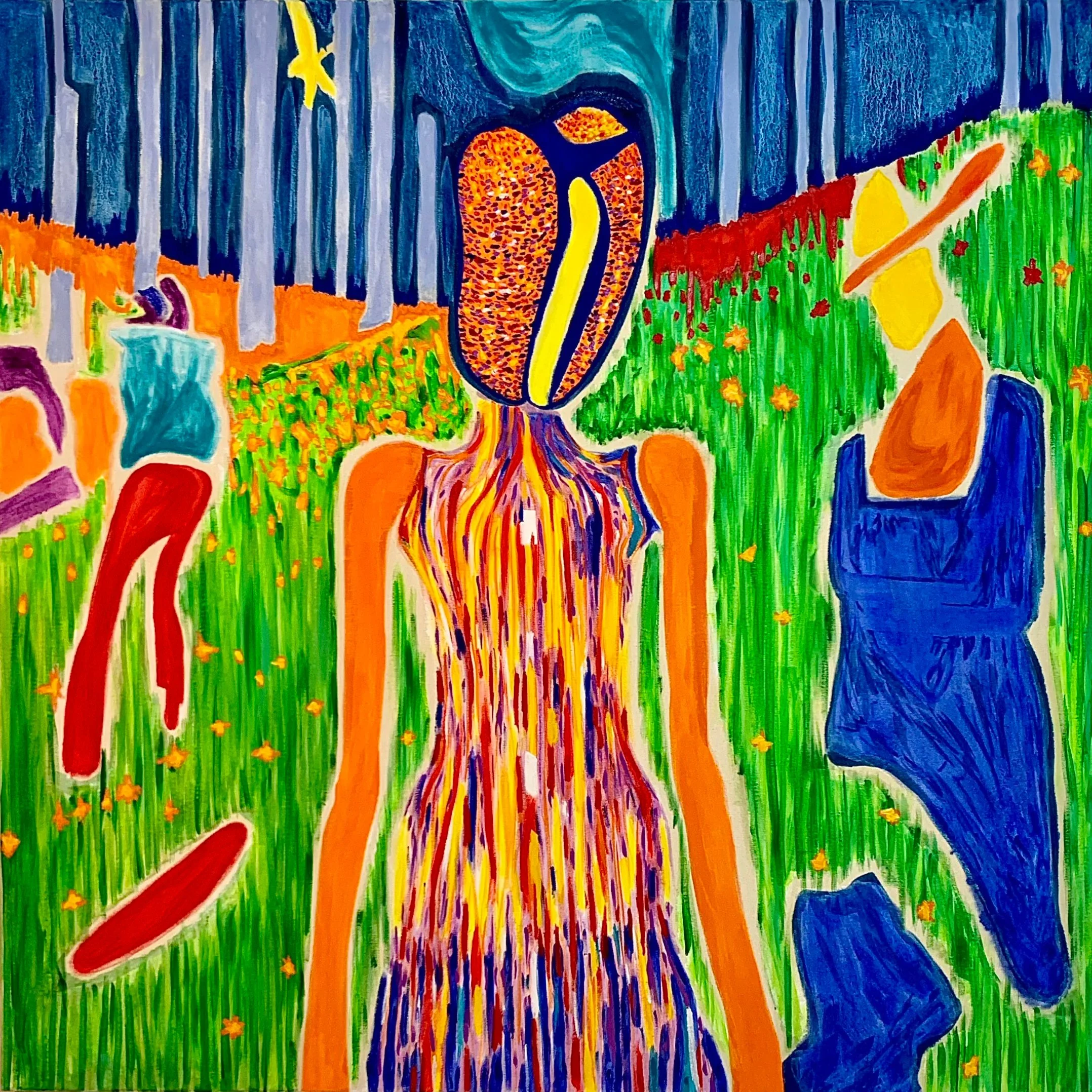 “In the forest“, 2023. Oil on canvas – 120 x 120 cm.