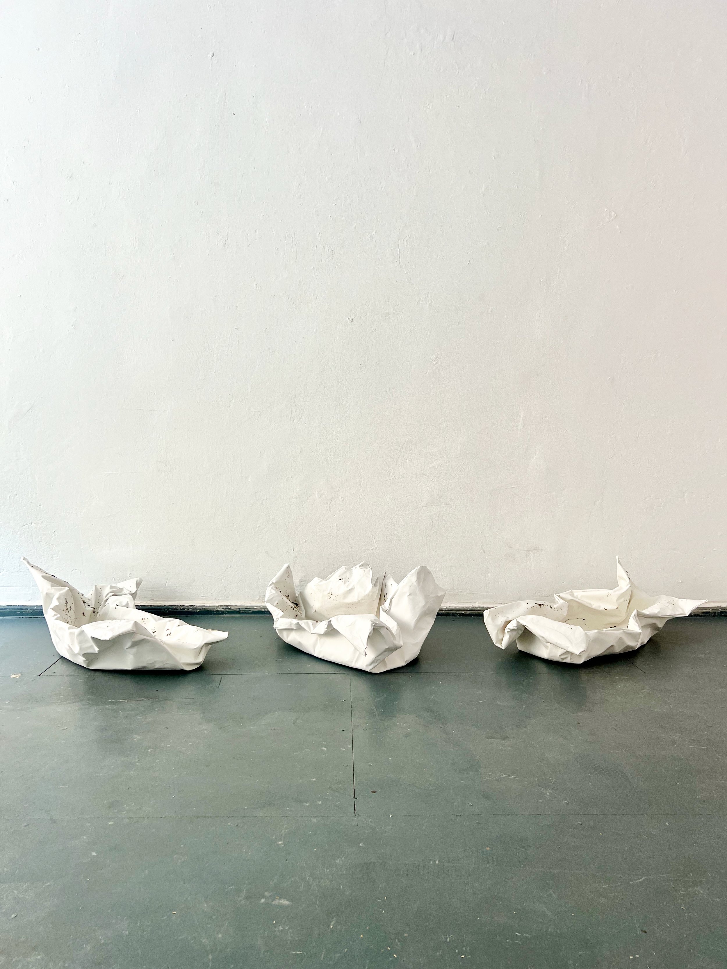 pond, 2025. hexagonal wire mesh, canvas, soil, waterplants – 30 x 160 x 60 cm