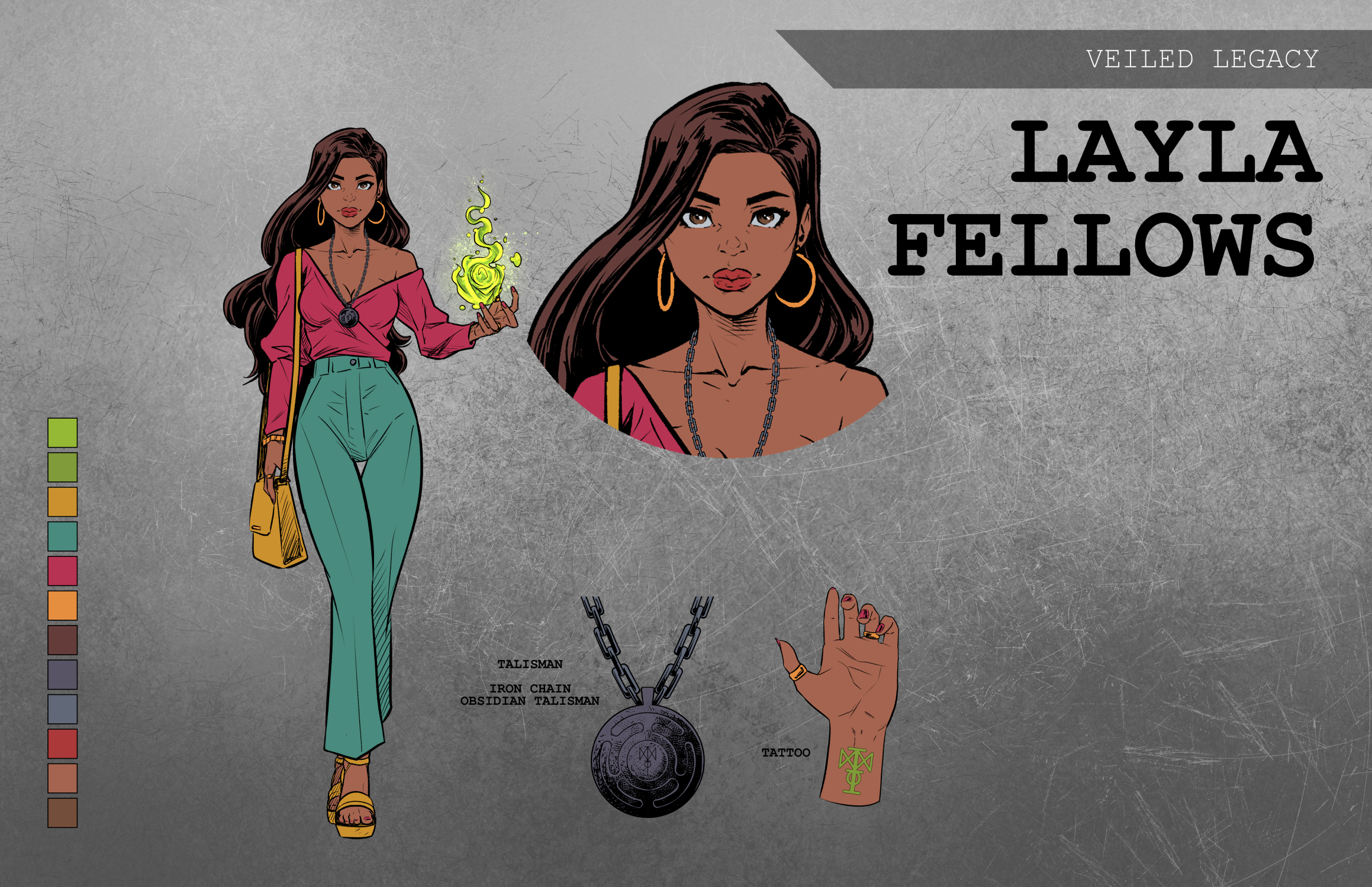 Layla Fellows character design sheet