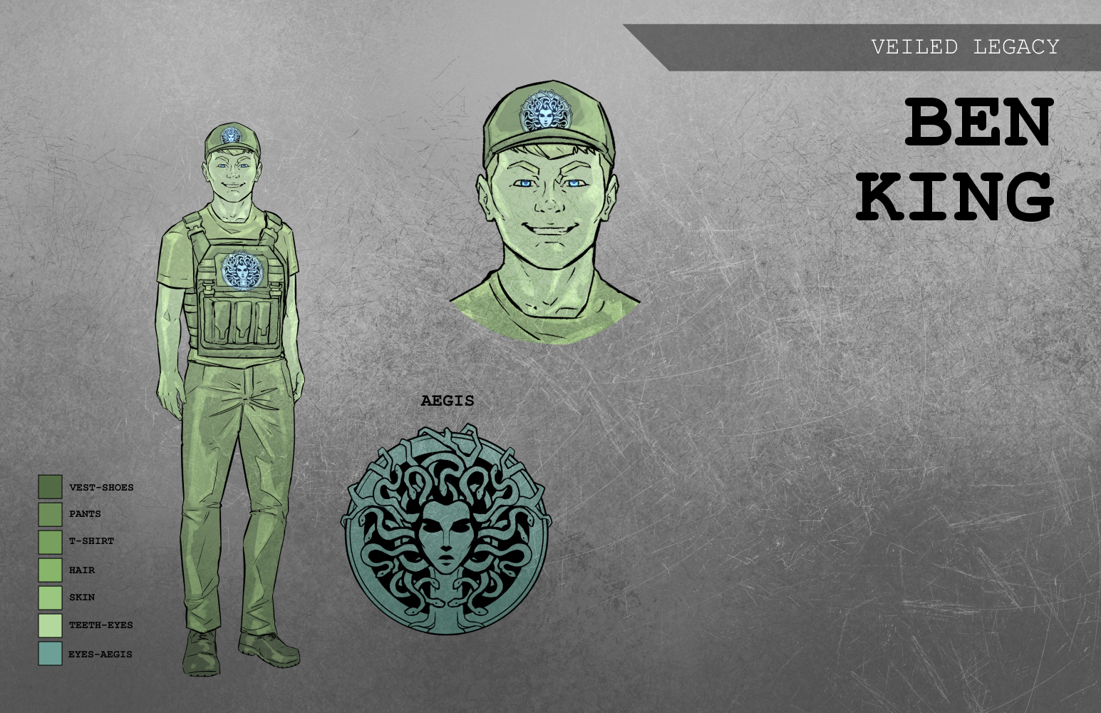 Ben King character design sheet