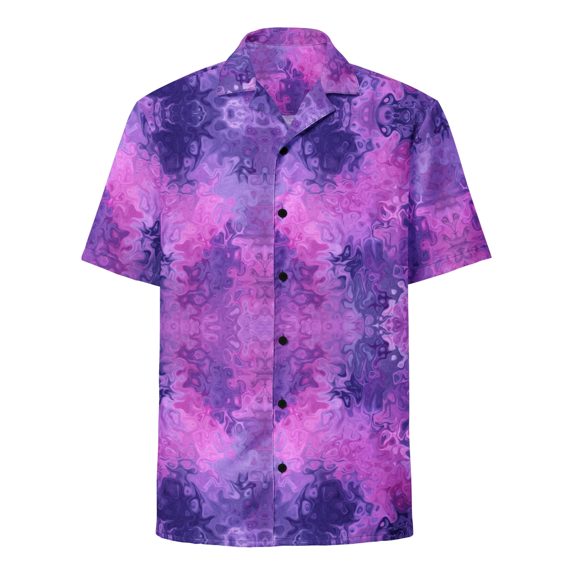 Women's Button shirt in purple abstract pattern - front