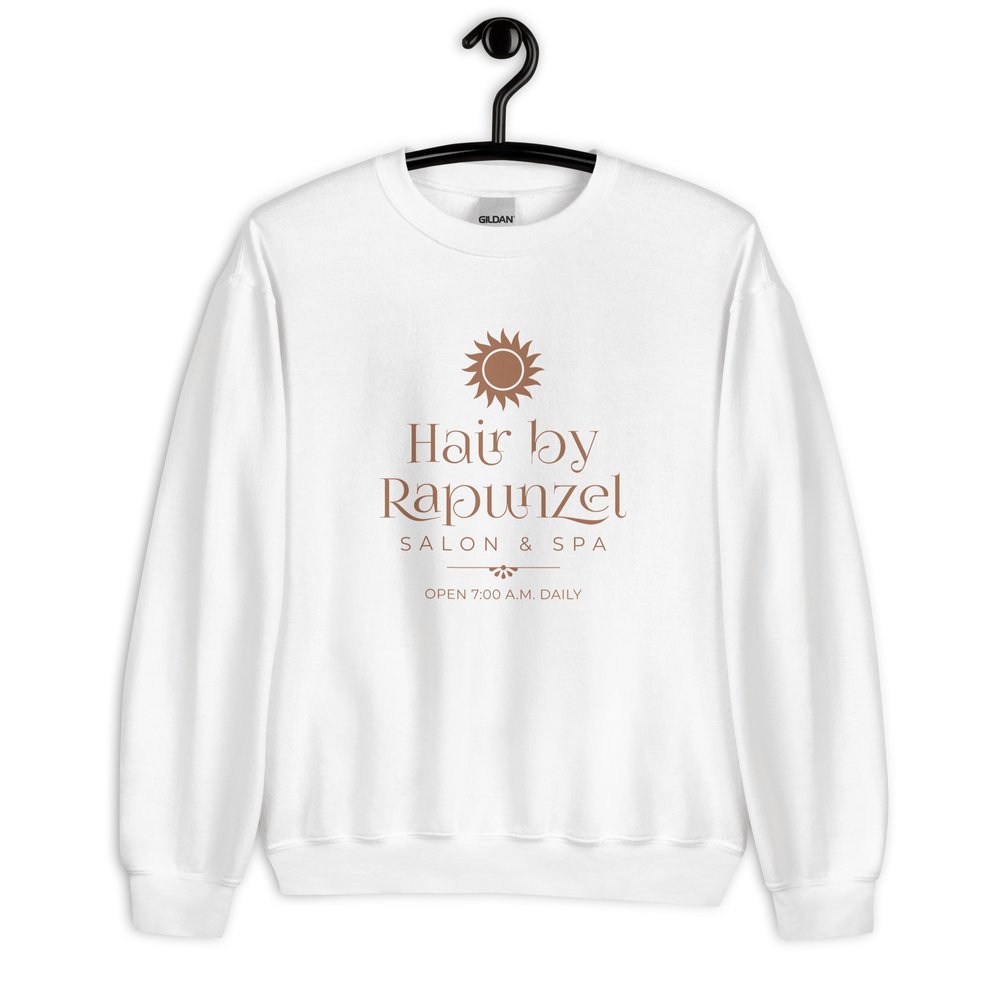 Hair by Rapunzel Salon and Spa sweatshirt in white
