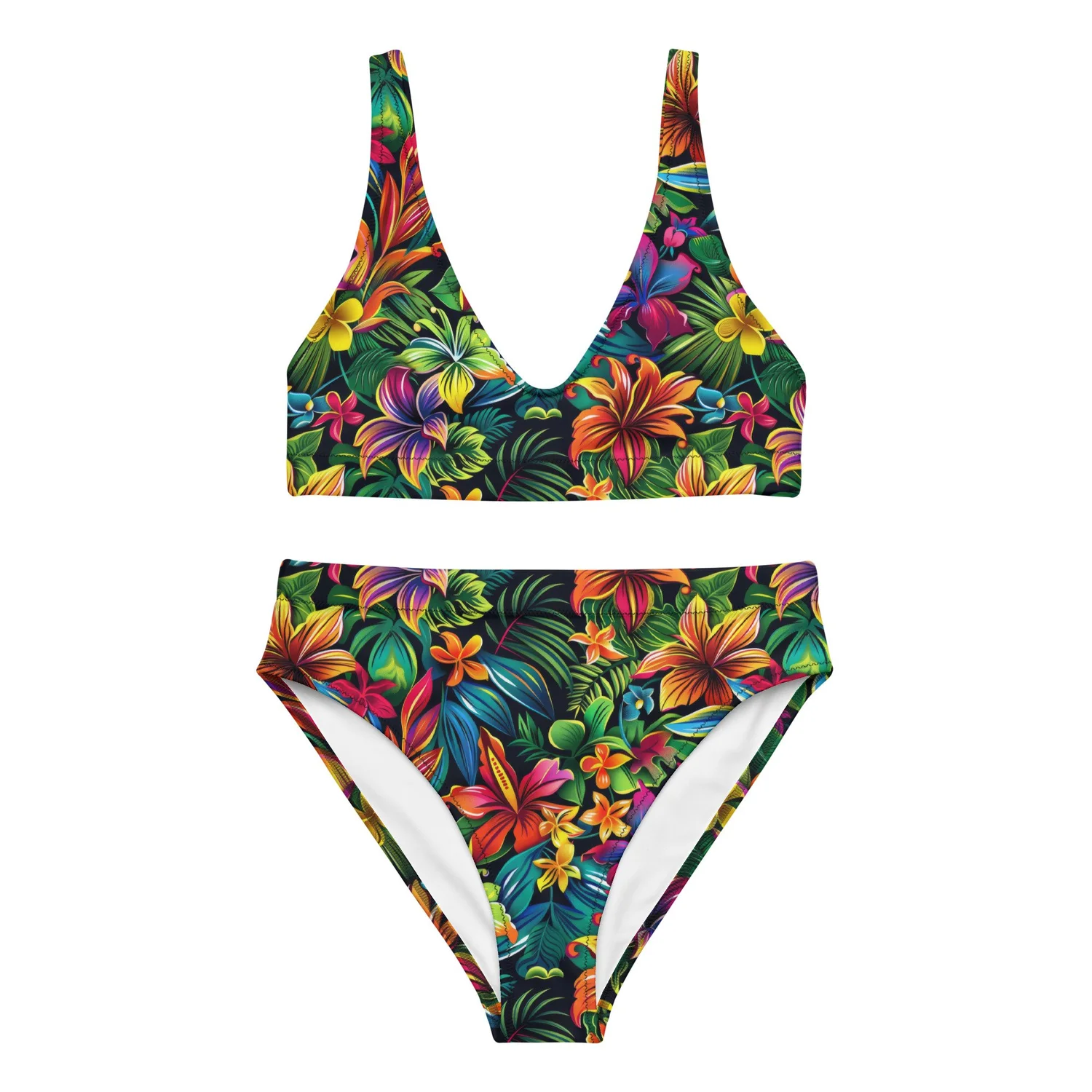Polynesian Tropical Floral High-Waist Bikini — 1923 Main Street