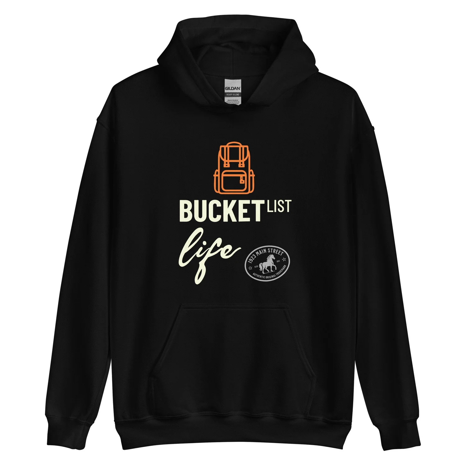 Bucket List Life Pack Hoodie — 1923 Main Street: Travel T-Shirts - Main Image
