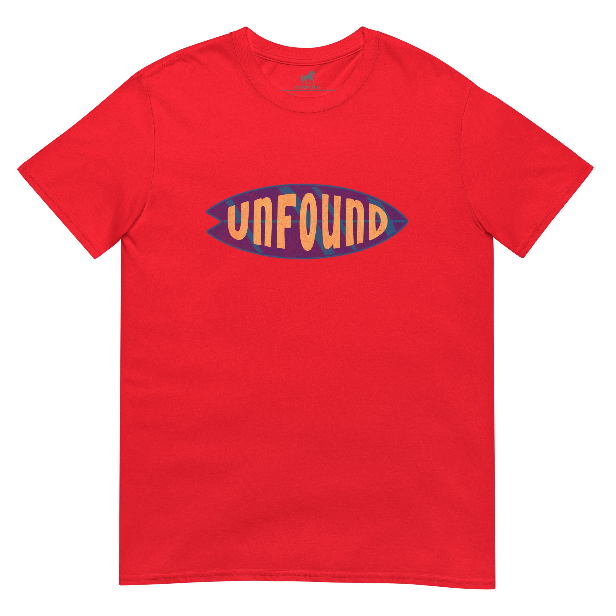 Unfound Unbothered t-shirt red front.