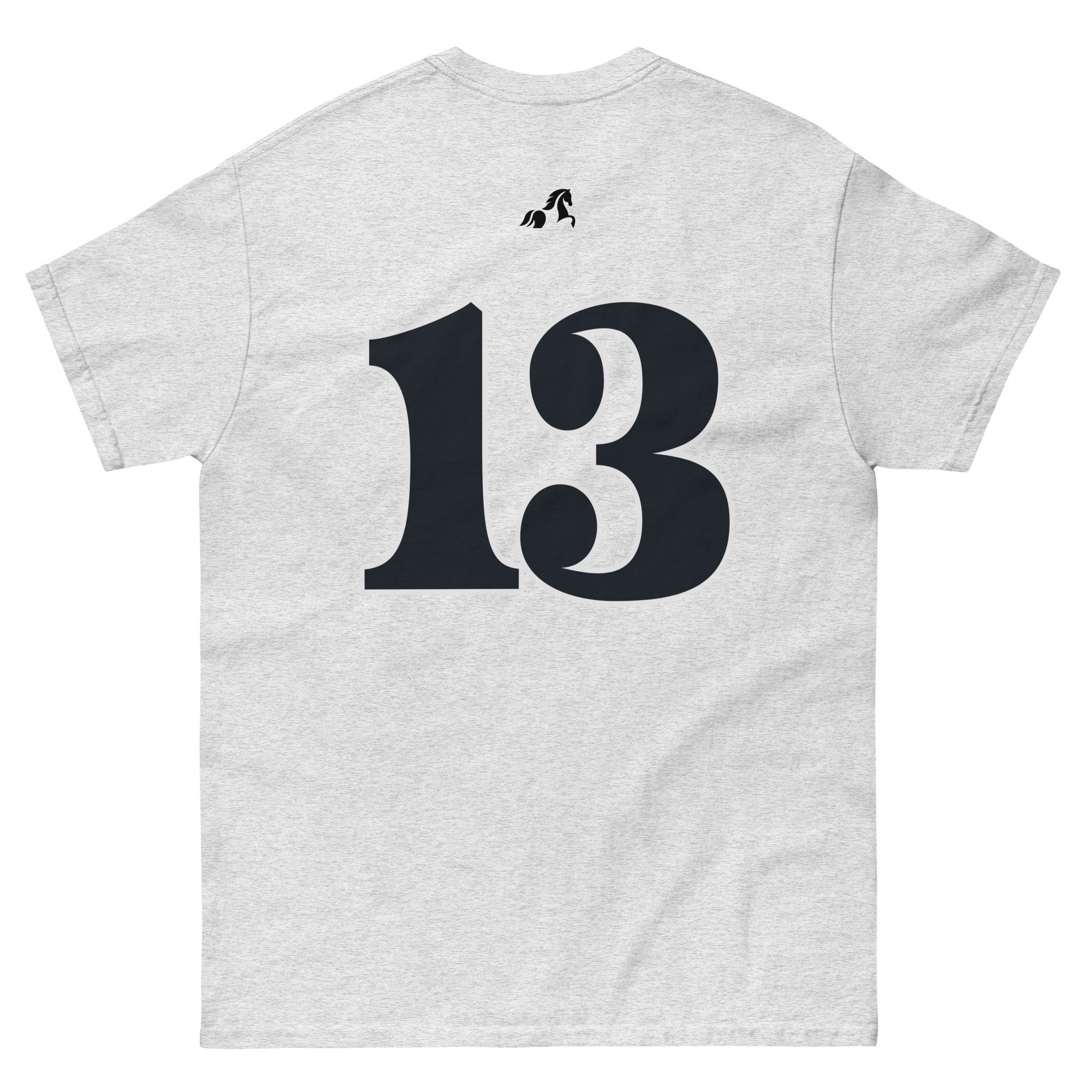 Mustangs 13 team t-shirt ash back.
