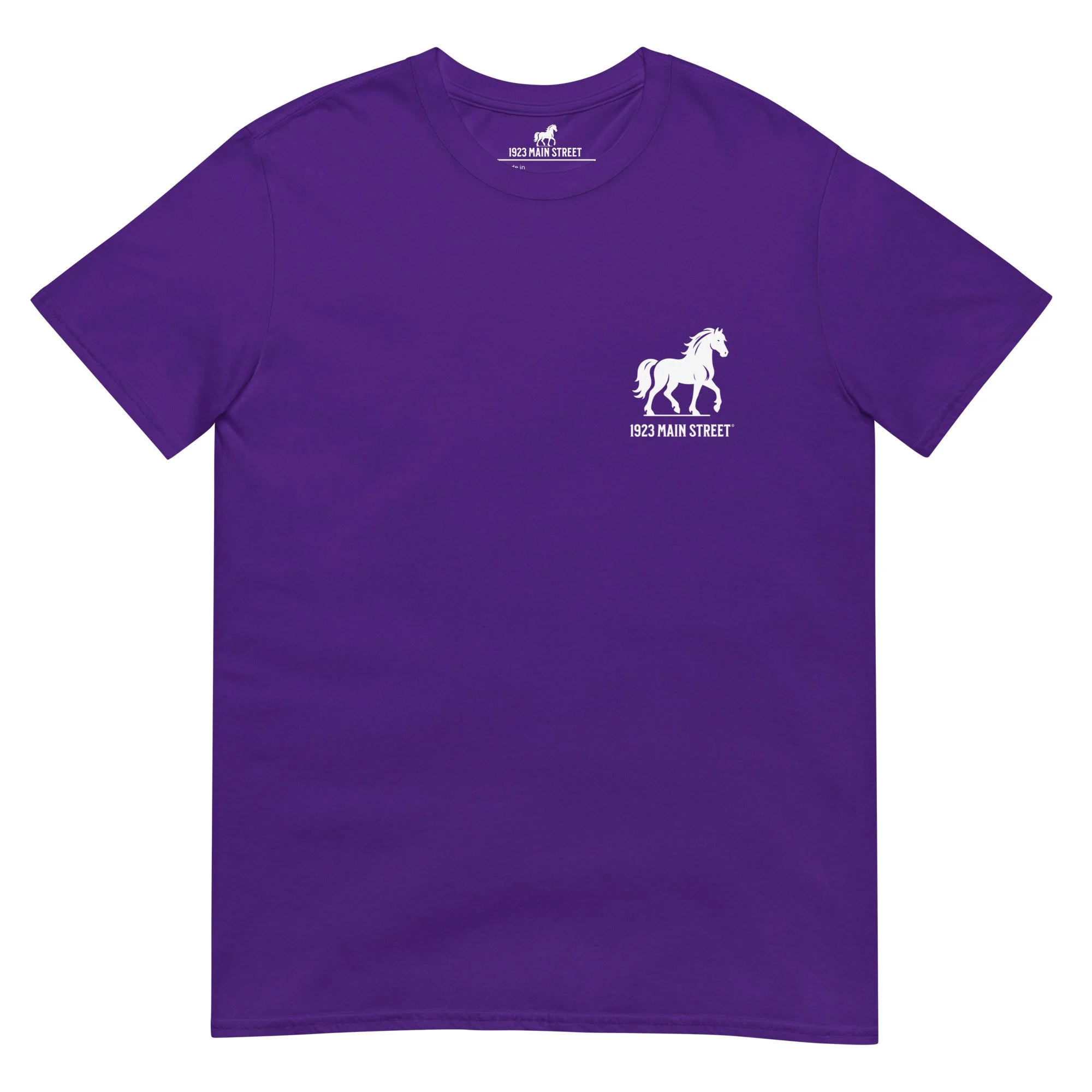 1923 Main Street super yacht crew t-shirt purple front.