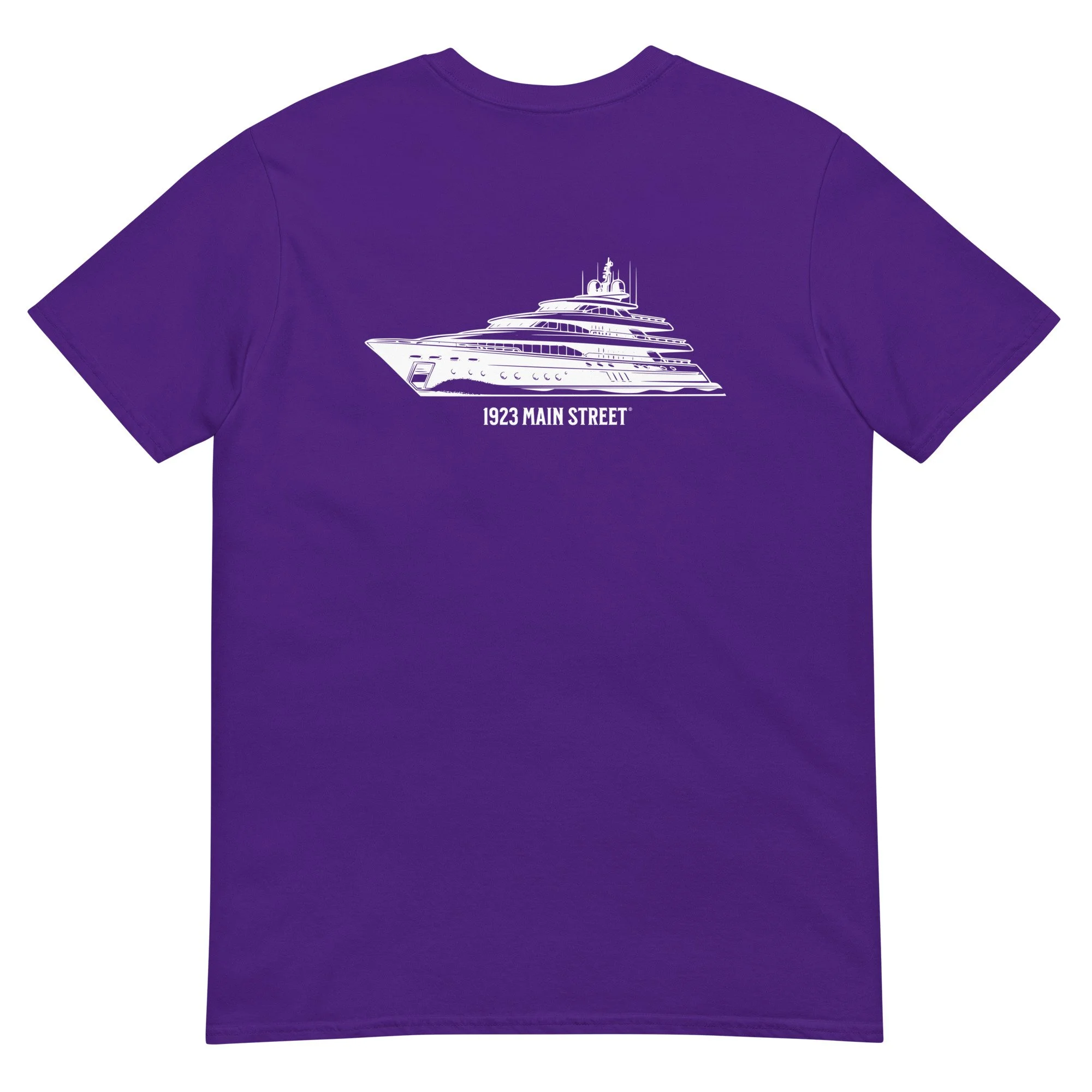 1923 Main Street super yacht crew t-shirt purple back.
