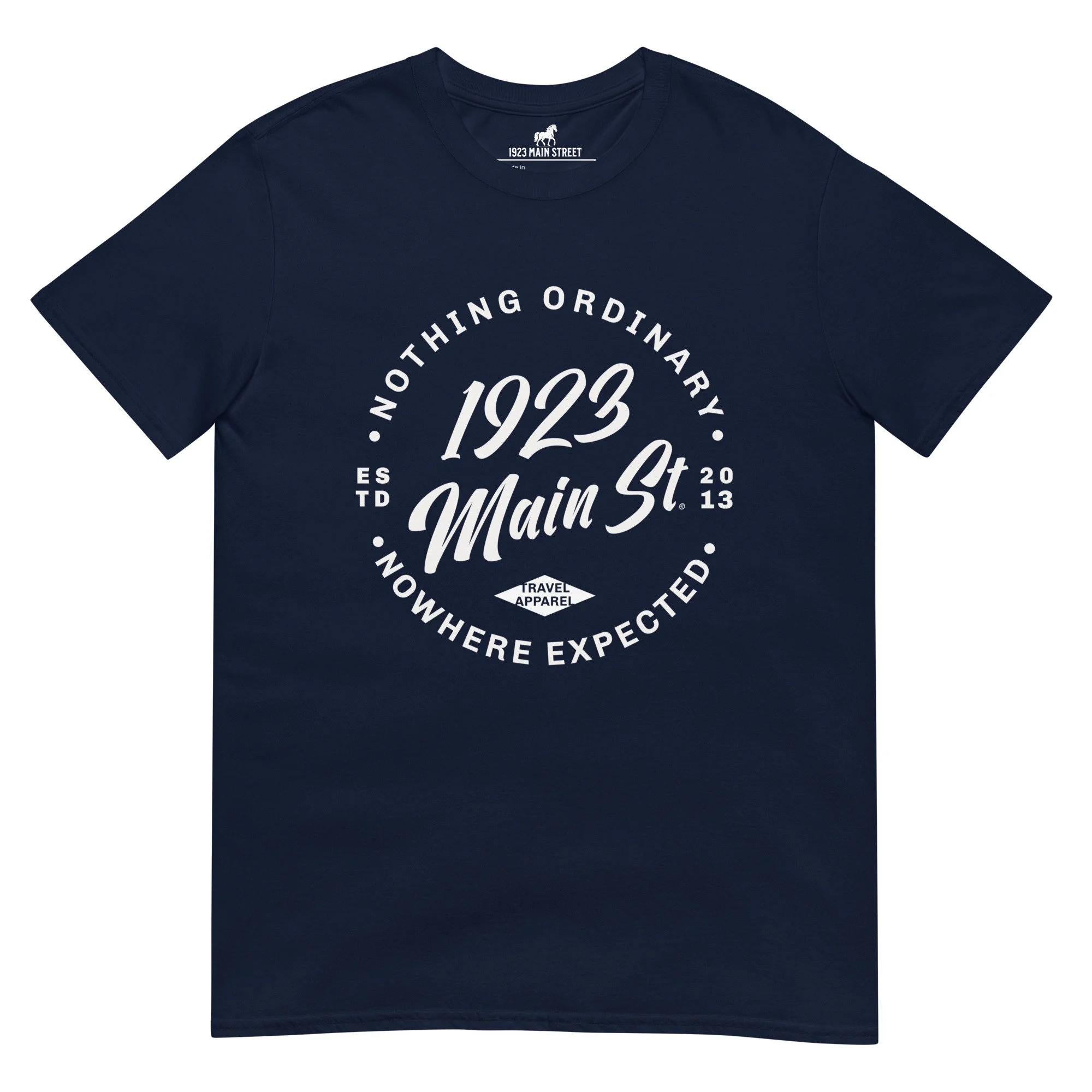 1923 Main Street Nothing Ordinary Round Logo T-Shirt navy.