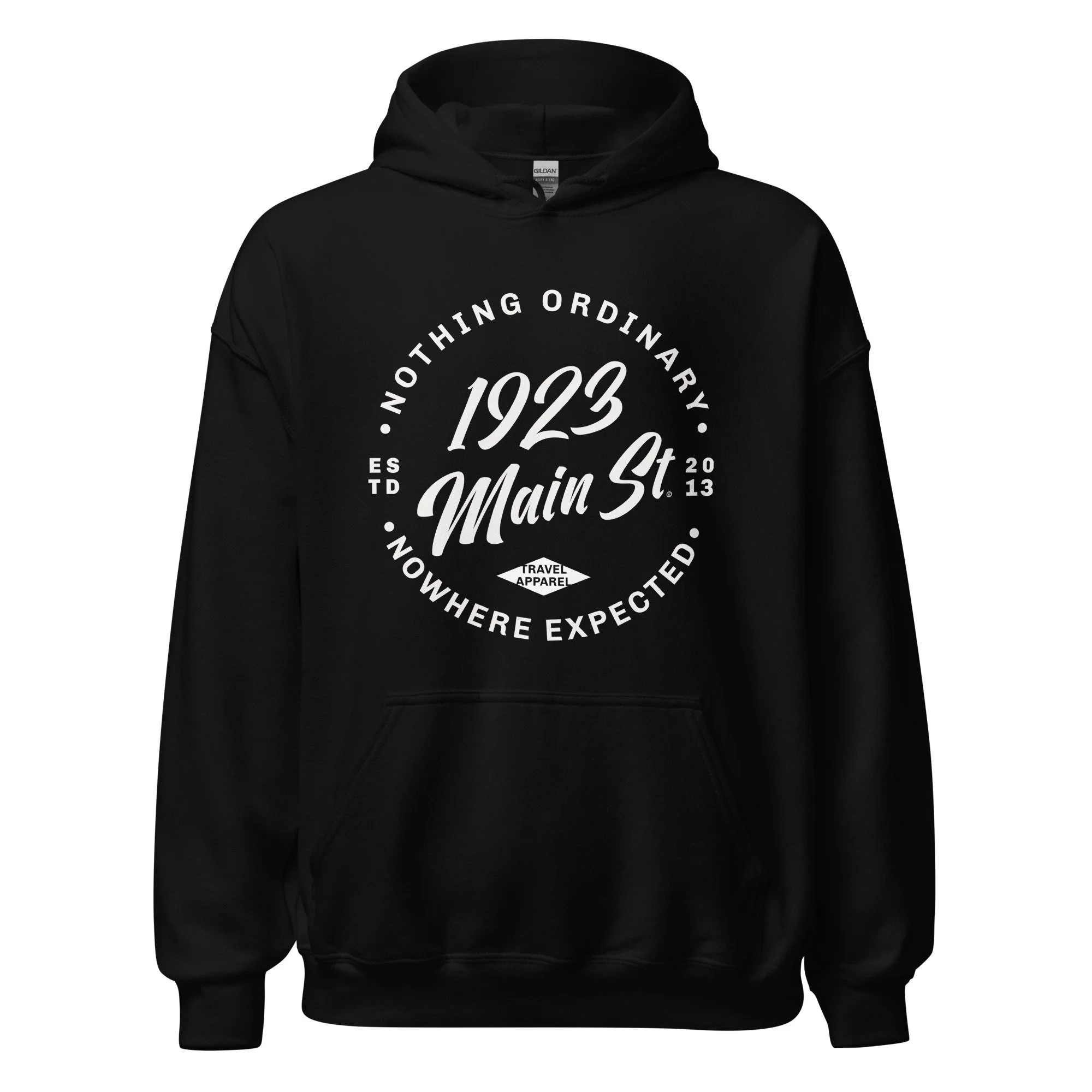 1923 Main Street Nothing Ordinary Round Logo hoodie black.