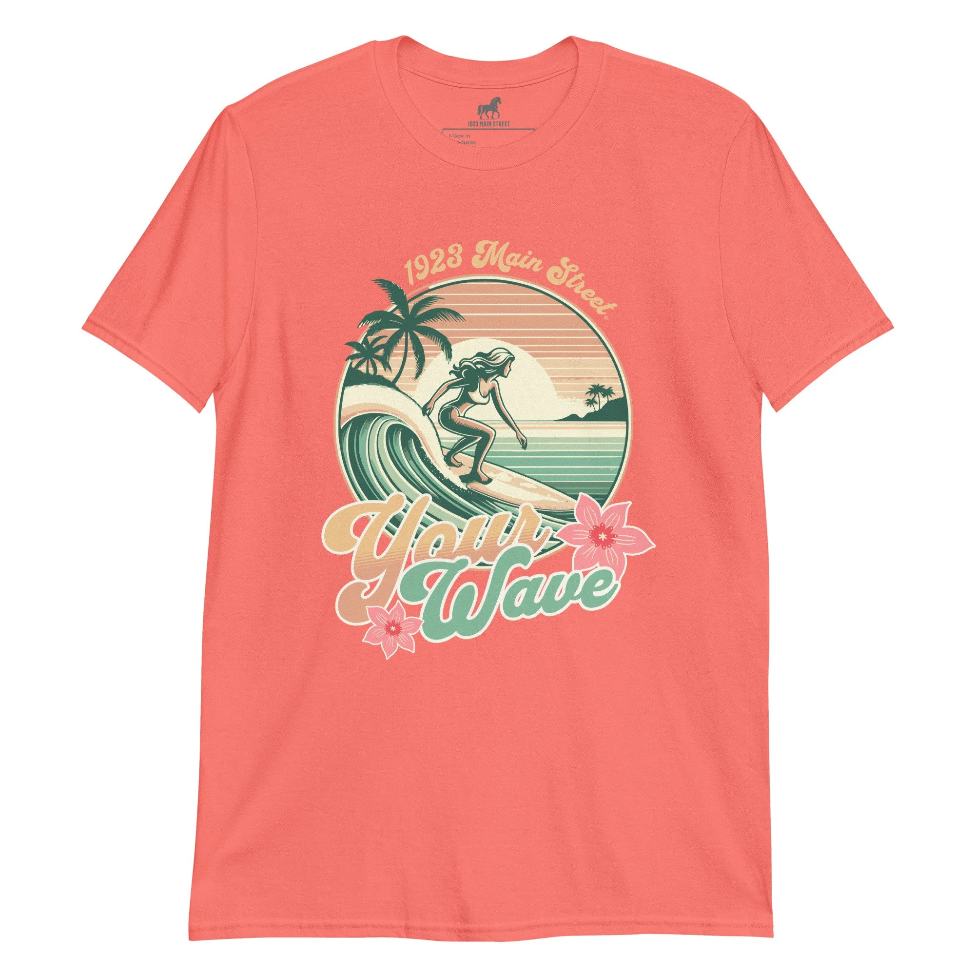 Your Wave, Surfer Girl T-Shirt coral.