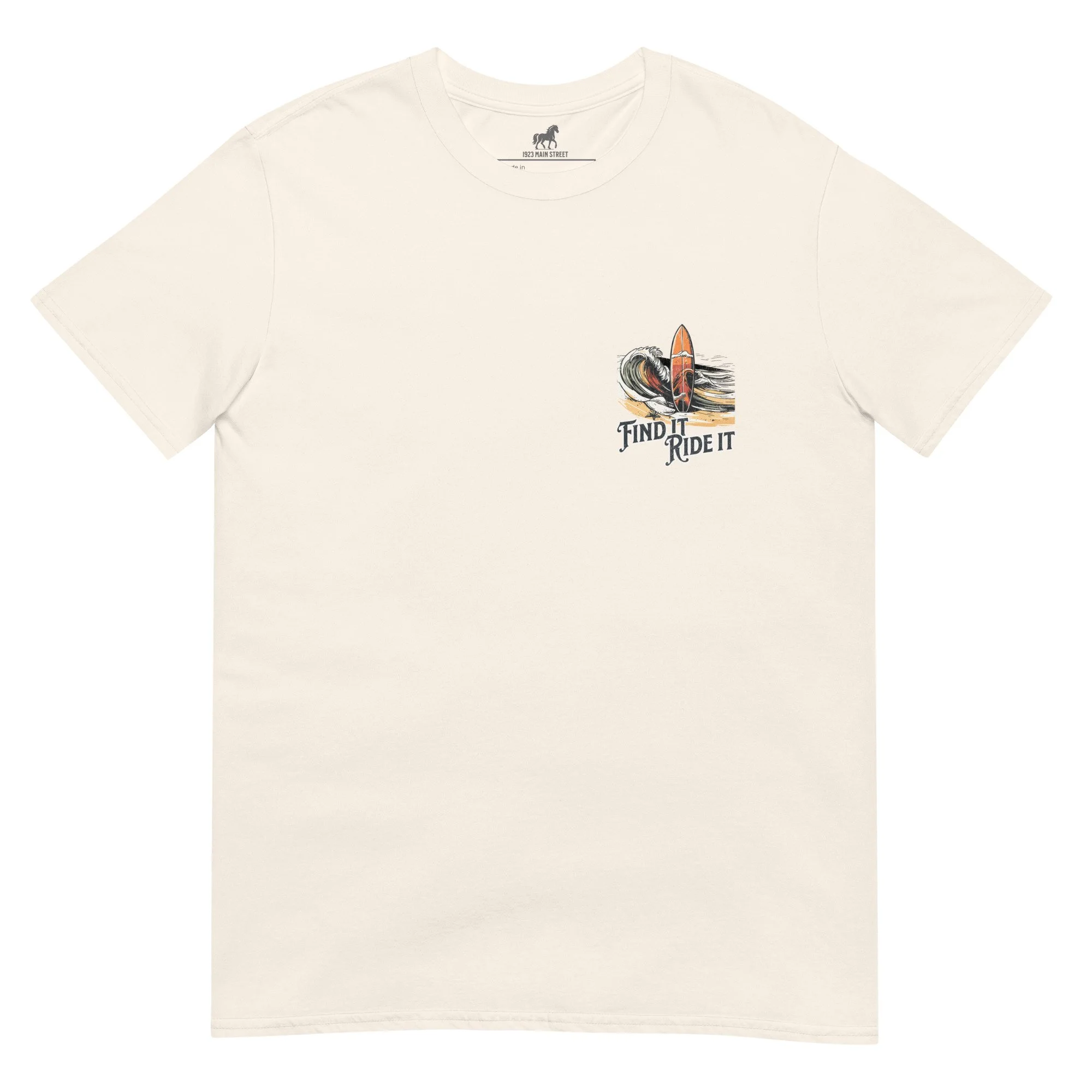 Your Wave Vertical Surf t-shirt natural front.