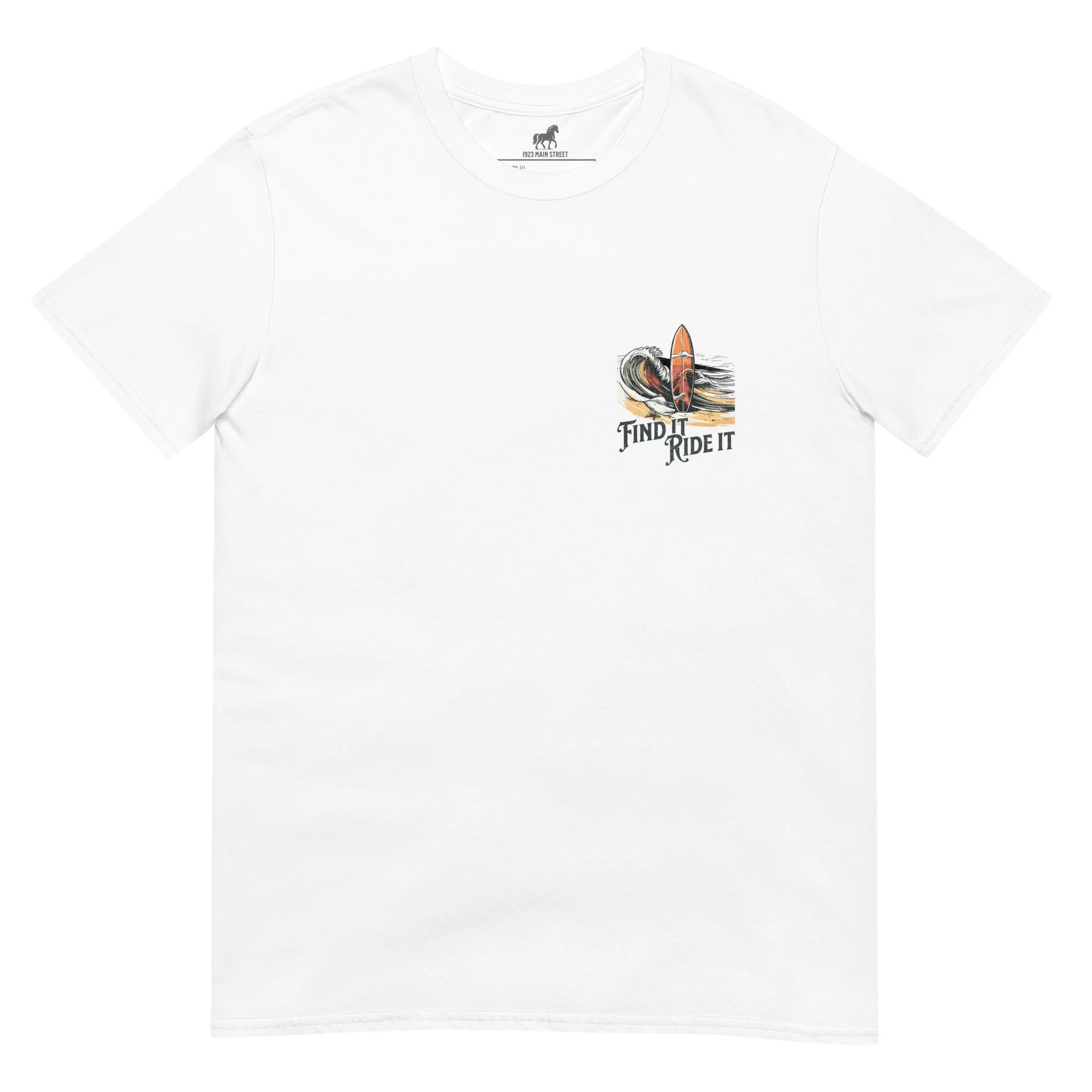 Your Wave Vertical Surf t-shirt white front.