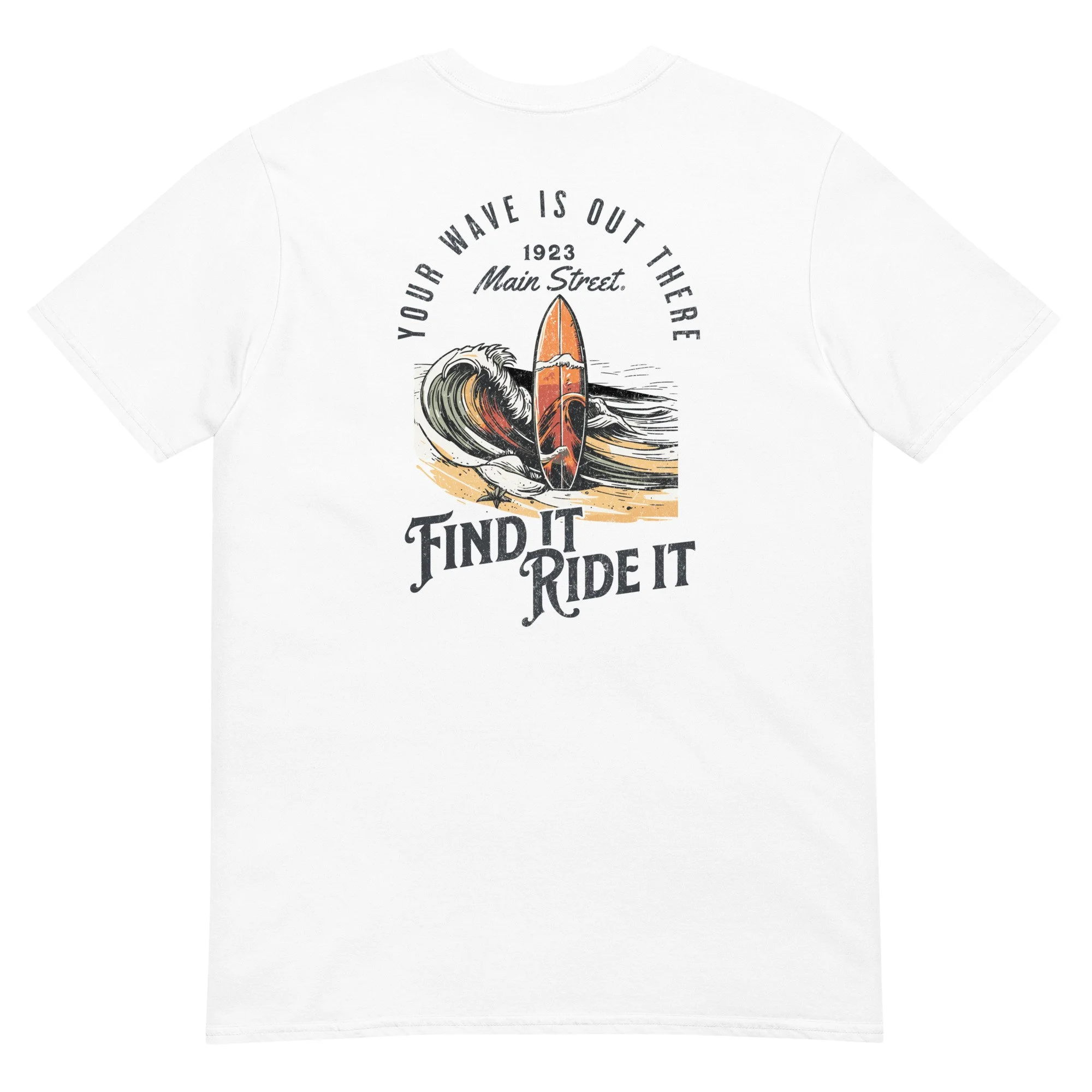 Your Wave Vertical Surf t-shirt white back.