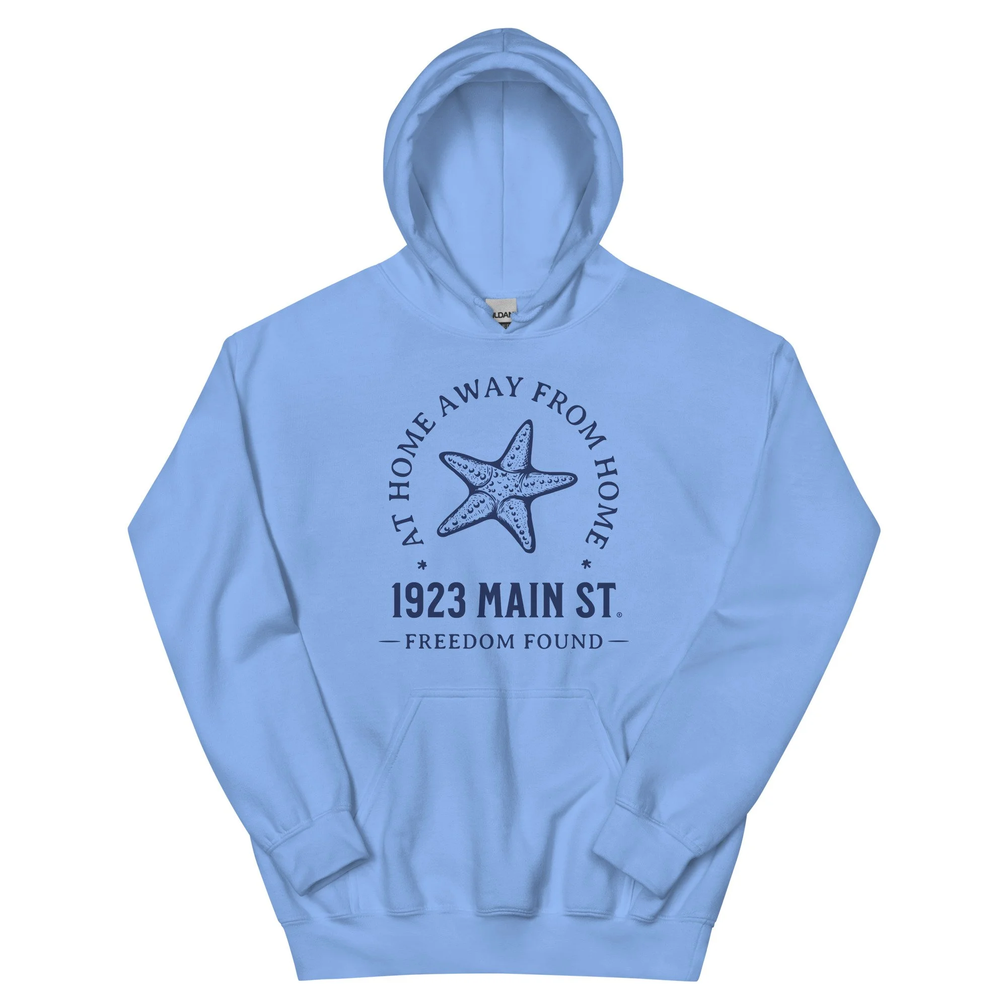 At Home Away From Home Starfish Hoodie Carolina Blue.