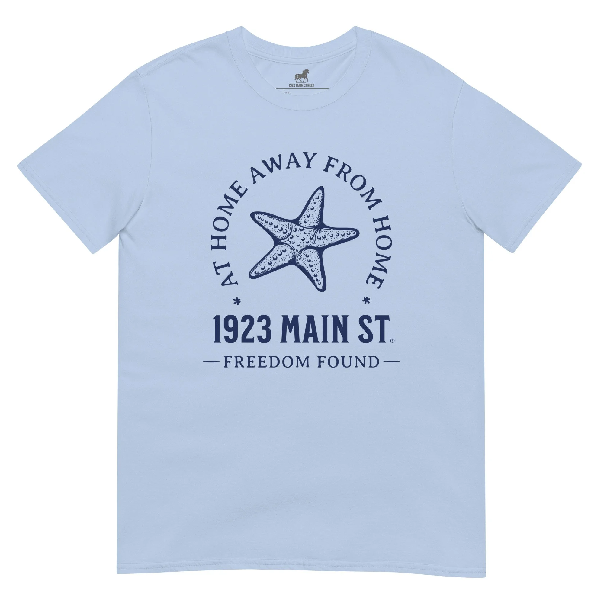At Home Away from Home Starfish t-shirt light blue.
