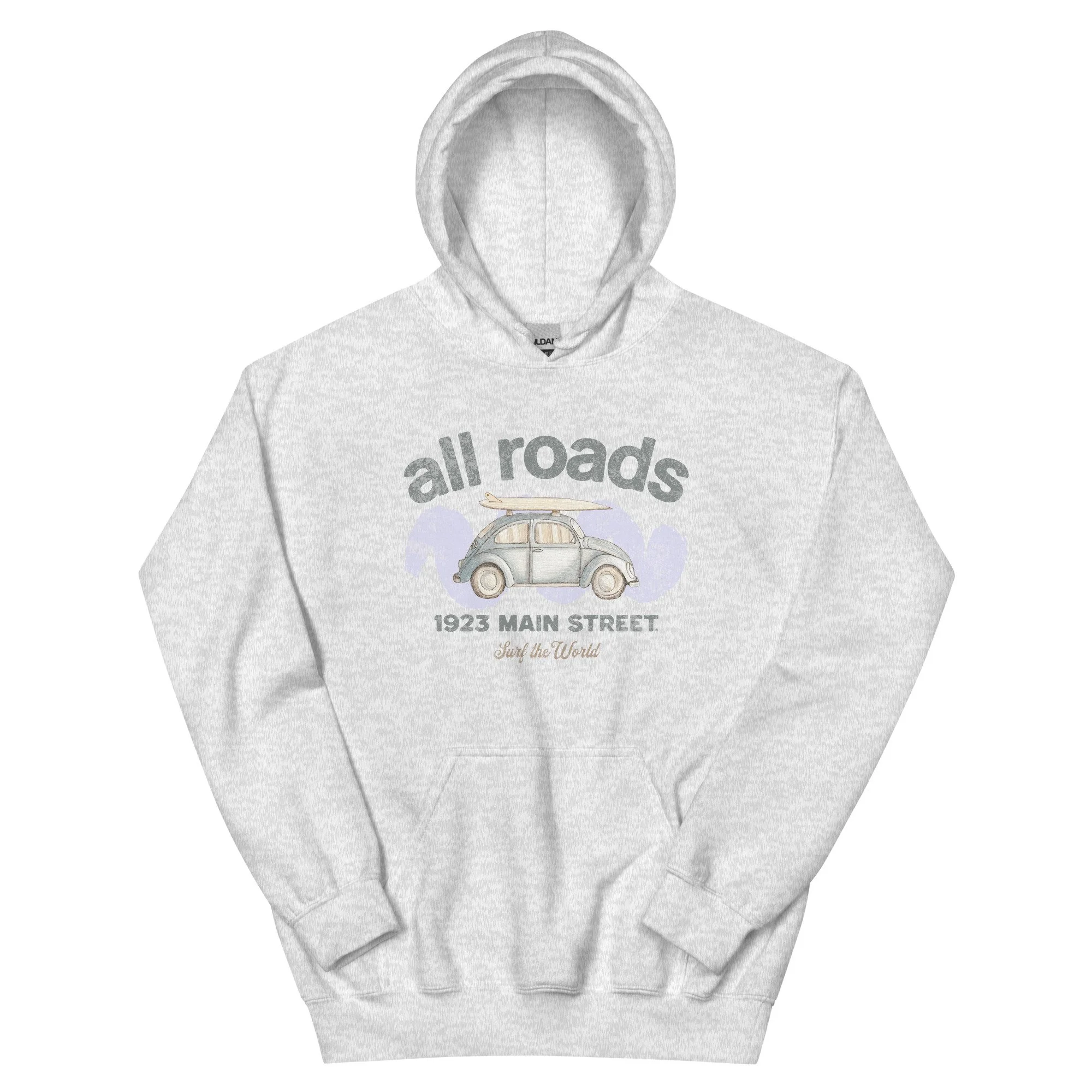 All Roads Bug, Surf the World hoodie ash.