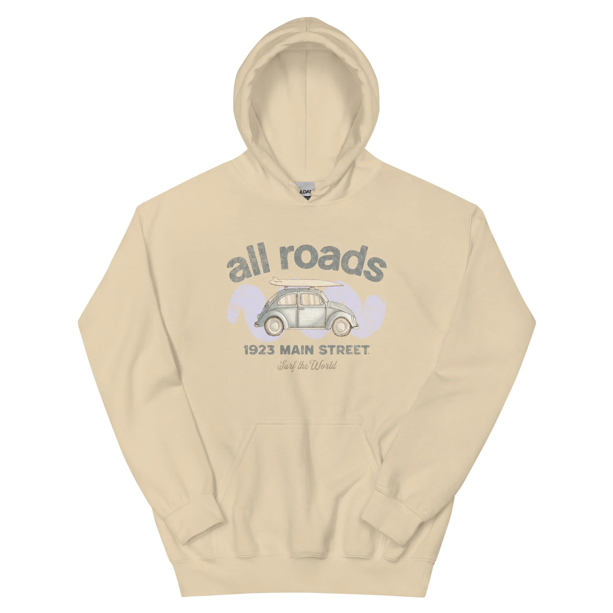 All Roads Bug, Surf the World hoodie sand.