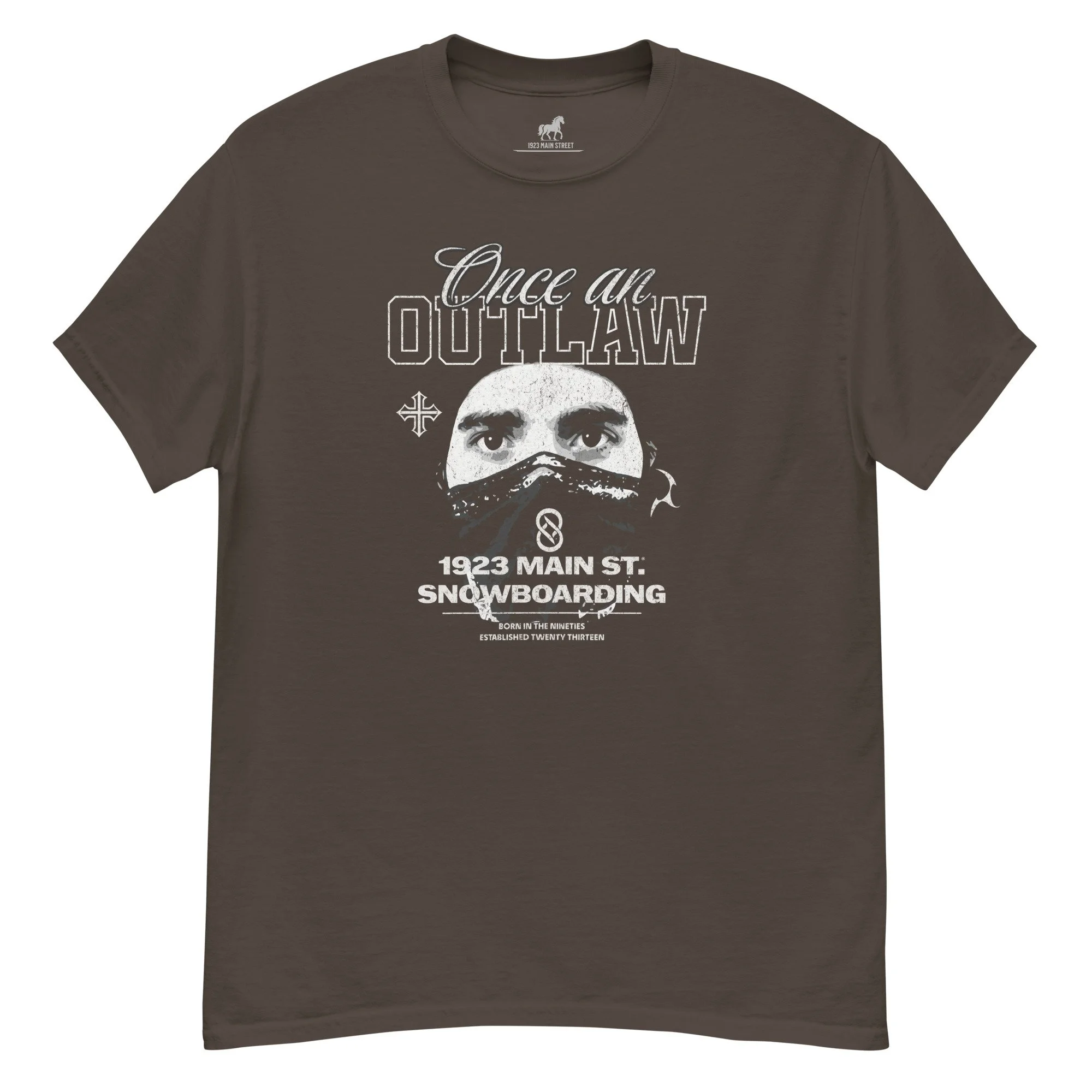 Once an Outlaw Mask Men's t-shirt dark chocolate.