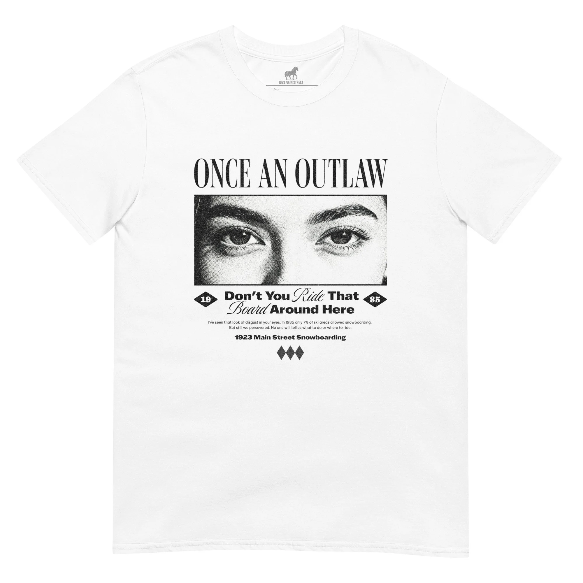 Once an Outlaw, That Look snowboard t-shirt white.