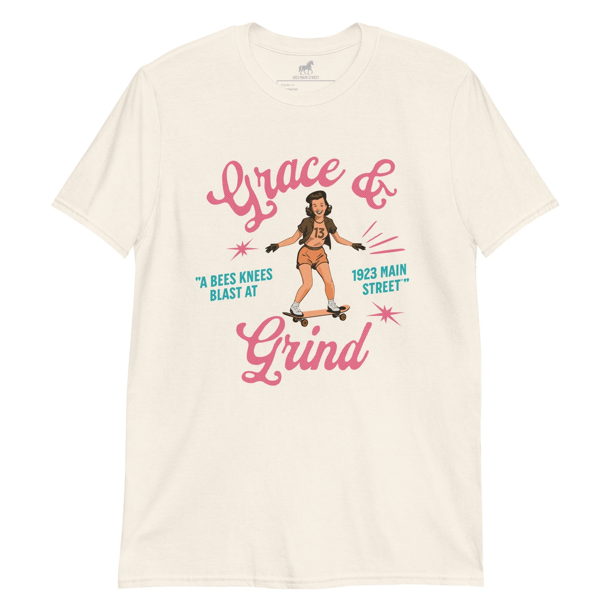 Grace and Grind women's skateboard t-shirt natural.