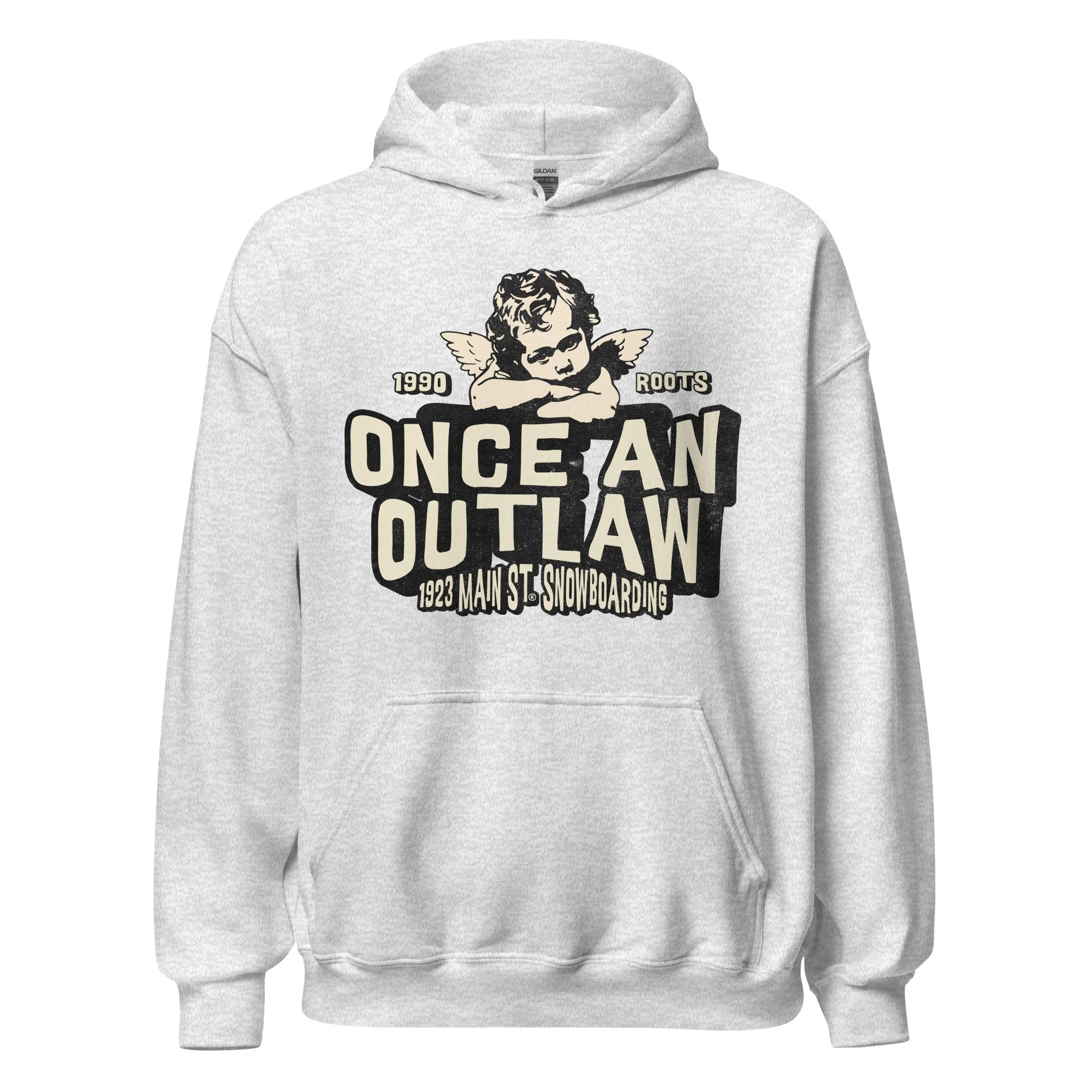 Once an Outlaw Cherub snowboarding hoodie ash.