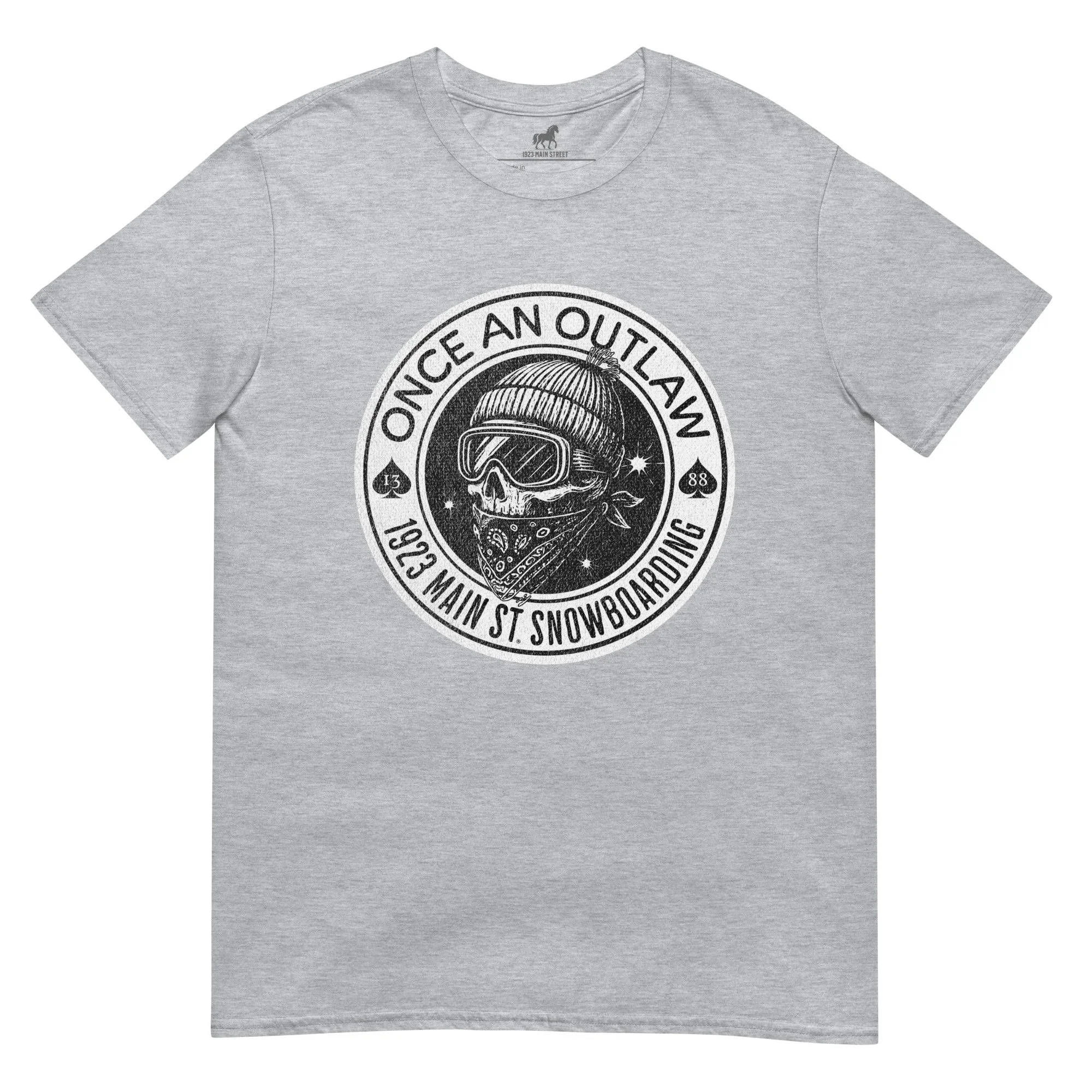 Once an Outlaw Skull Spades snowboard t-shirt sport grey.
