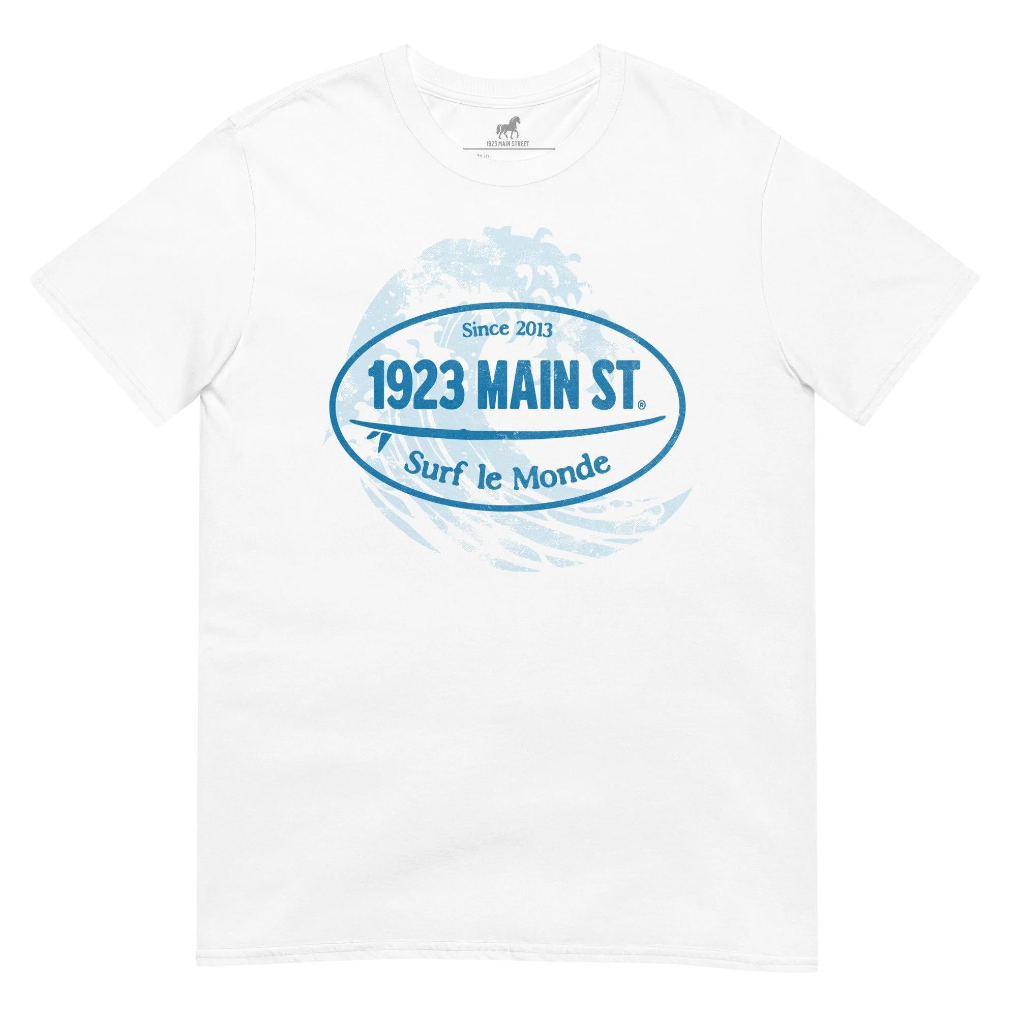 Surf le Monde, Oval Stamp t-shirt white.