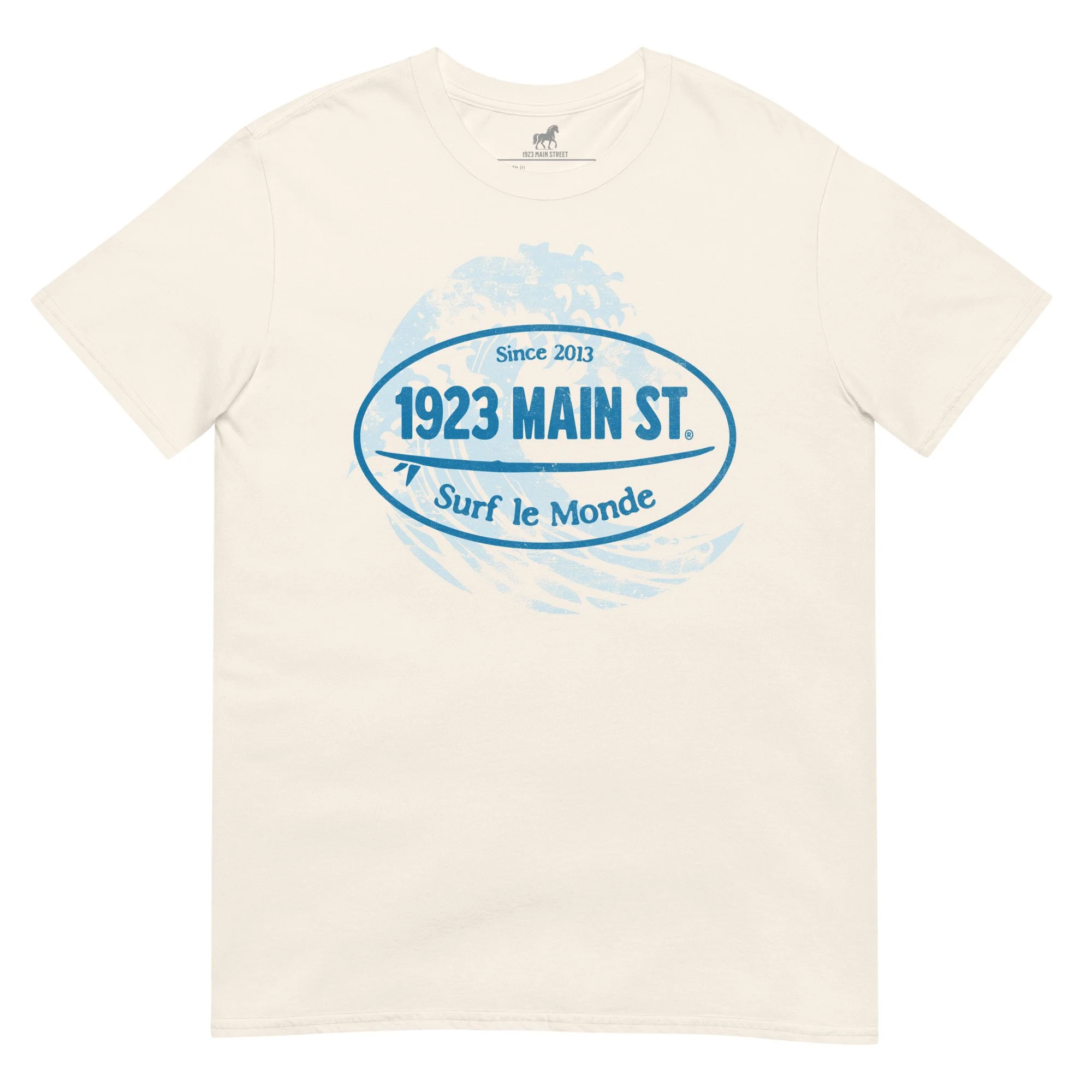 Surf le Monde, Oval Stamp t-shirt natural.