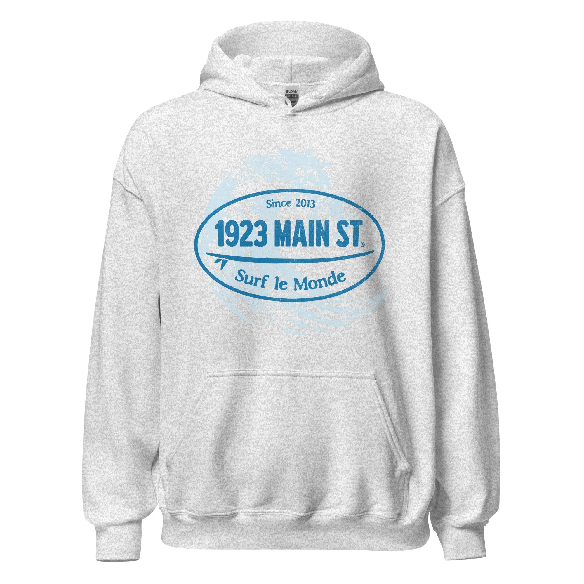 Surf le Monde, Oval Stamp hoodie ash.