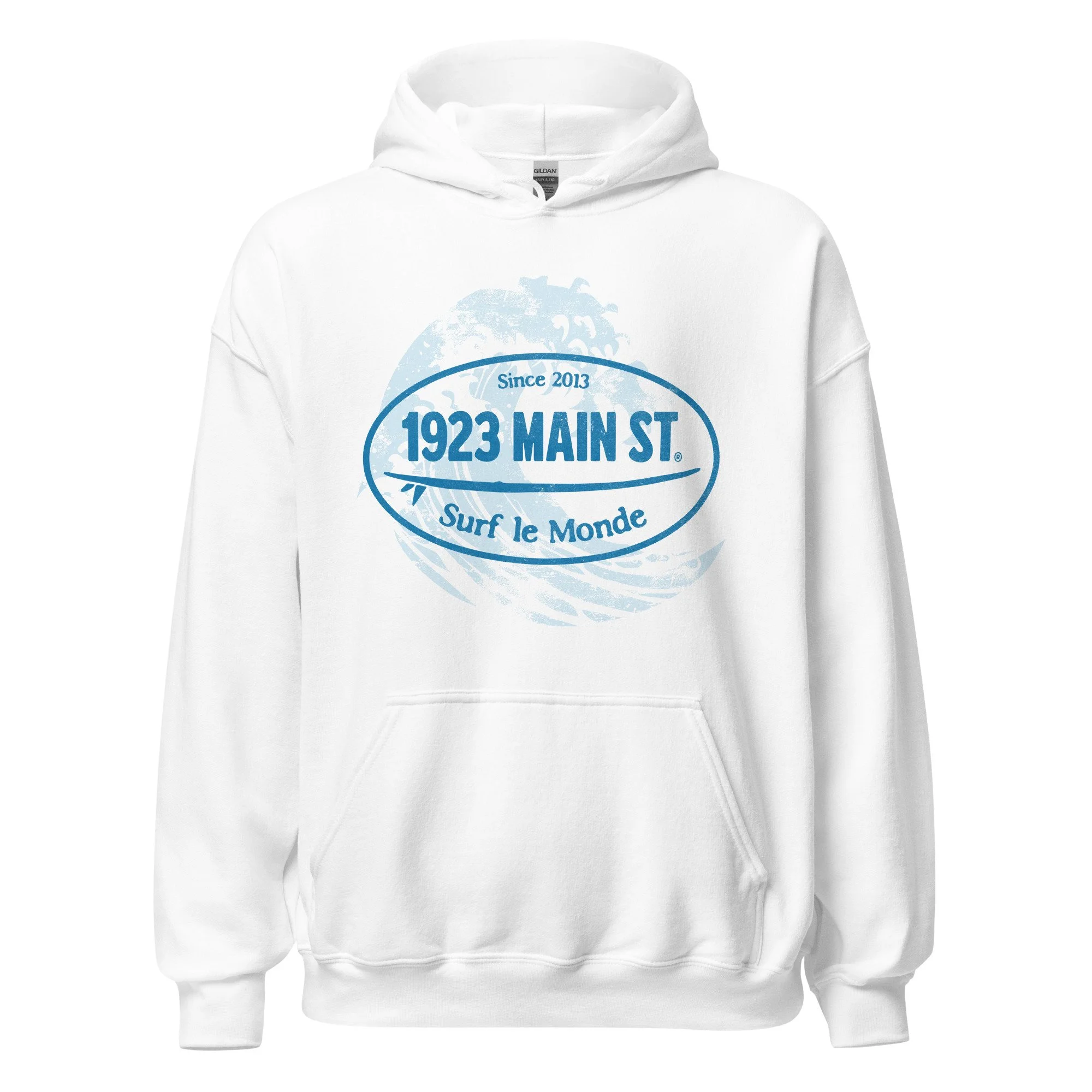 Surf le Monde, Oval Stamp hoodie white.