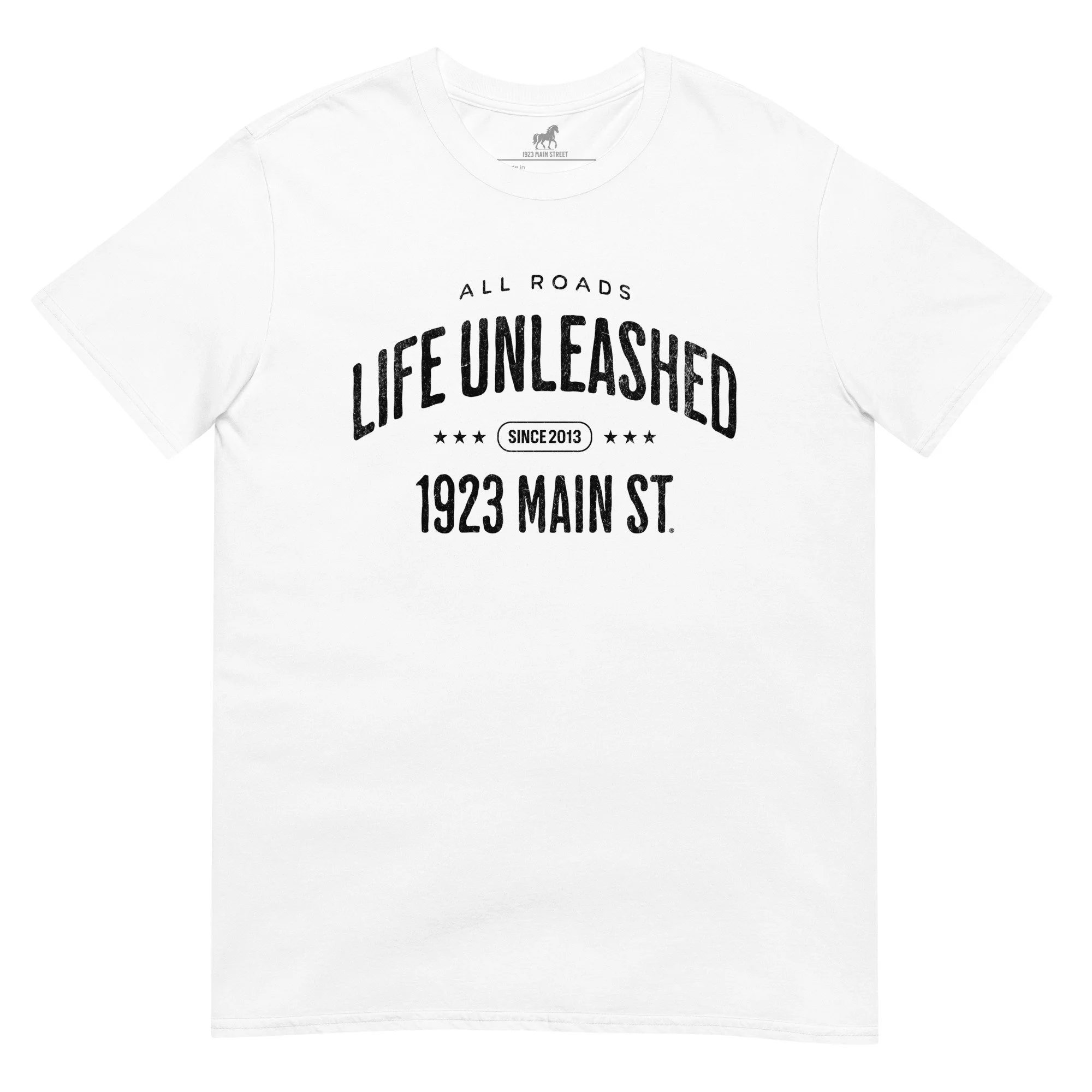Life Unleashed Arch Skateboard t-shirt white.