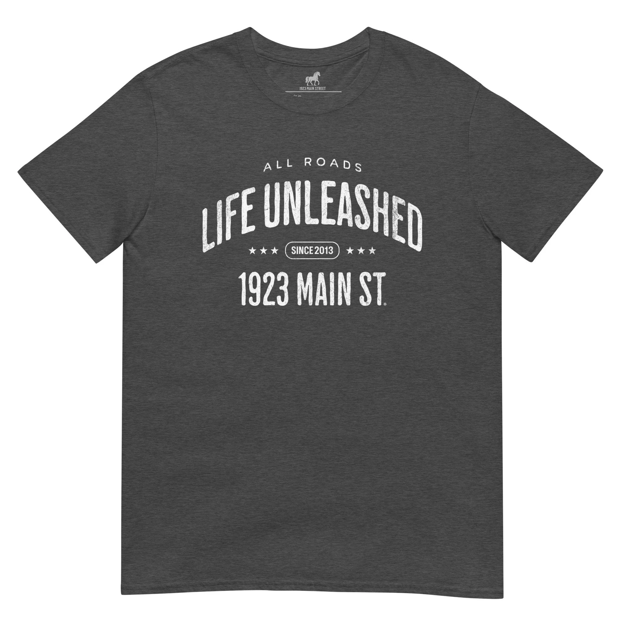 Life Unleashed Arch Skateboard hoodie dark heather grey.