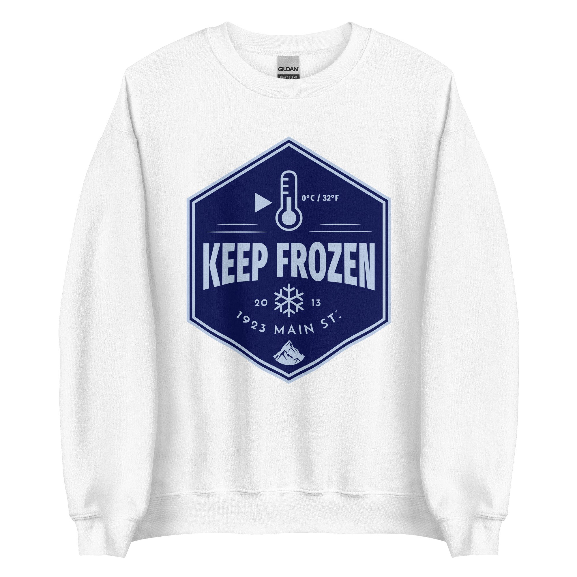 Keep Frozen Label Snowboard Sweatshirt white.