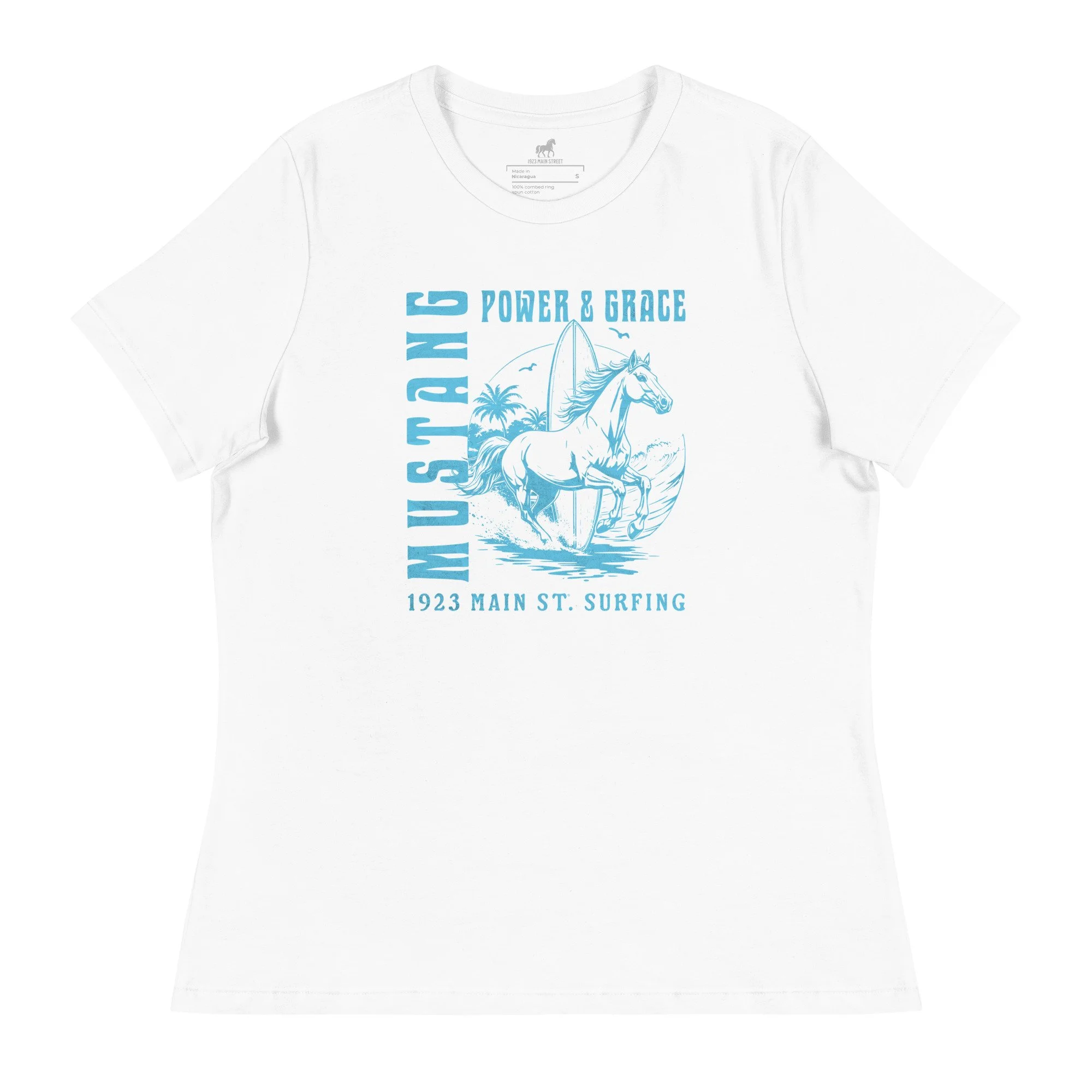 Mustang Power and Grace women's surfing t-shirt white.