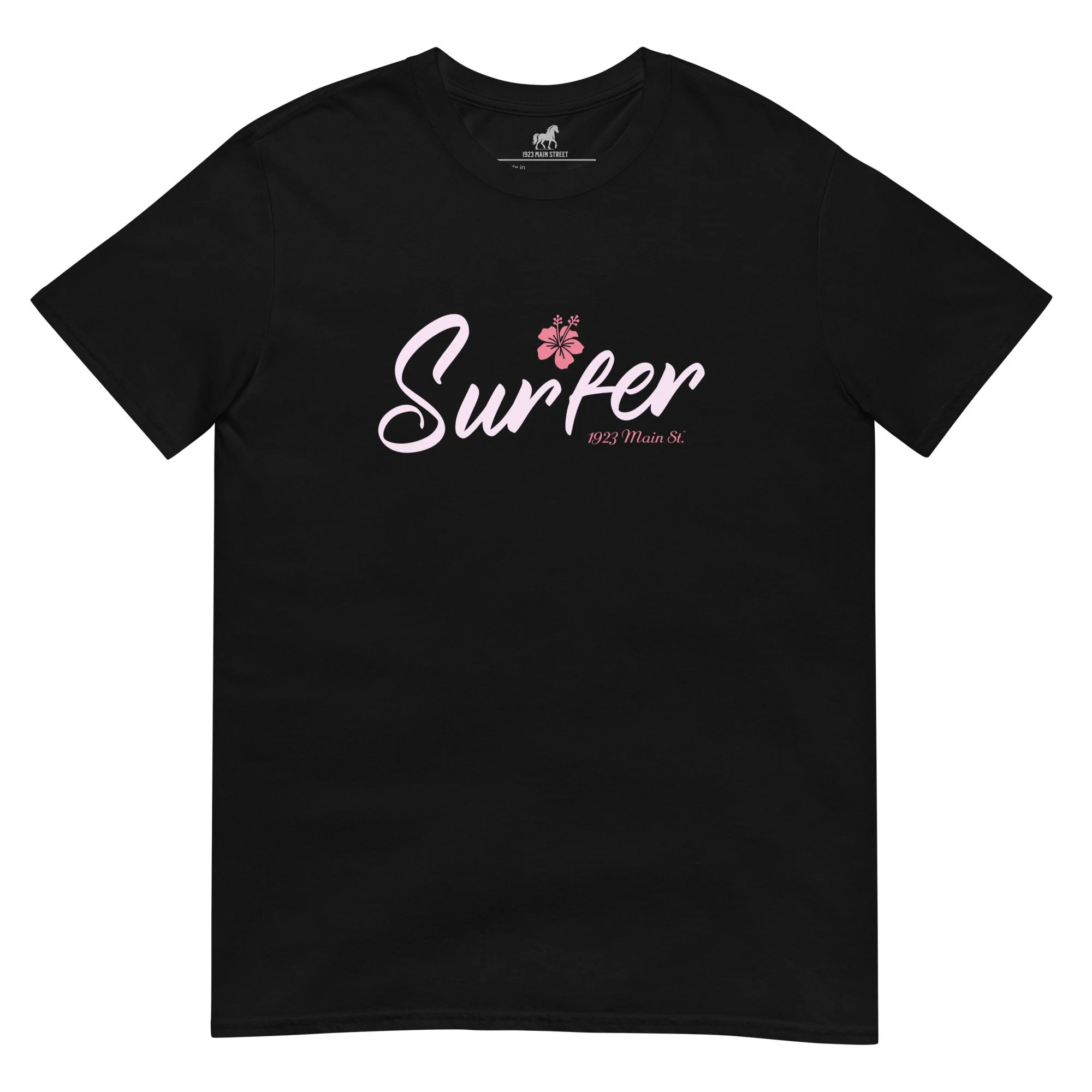 Surfer Blossom women's t-shirt black.