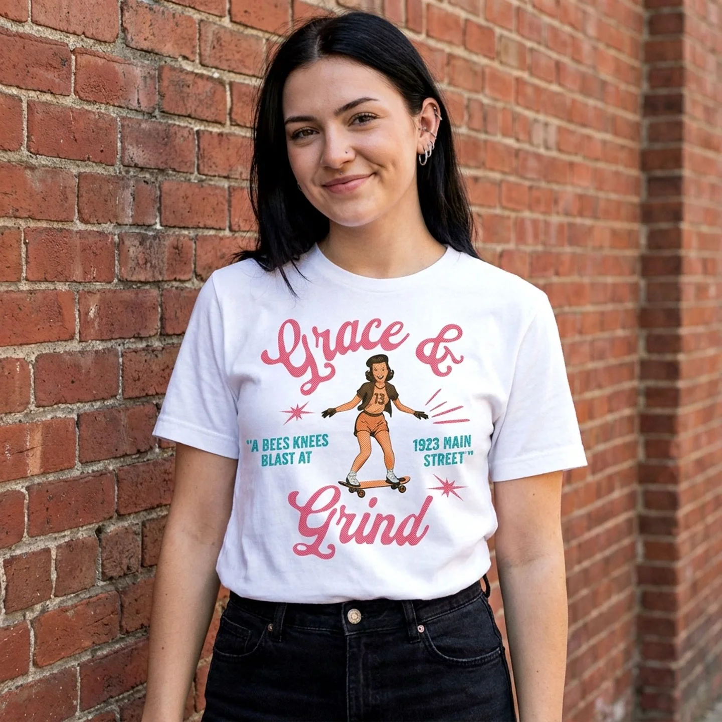 Grace and Grind, Bee Knees women&rsquo;s retro skateboard t-shirt

A little vintage style and graphics inspiration, Our Grace and Grind: Bees Knees women&rsquo;s skater t-shirt brings a little retro charm to your skate.

Soft, comfortable and easy to